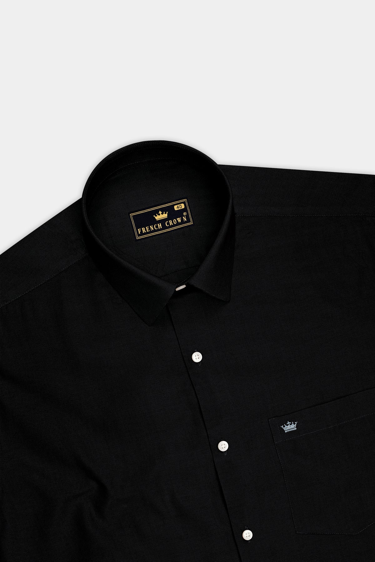 Obsidian-Jade Black Dobby Textured Premium Giza Cotton Dress Shirt