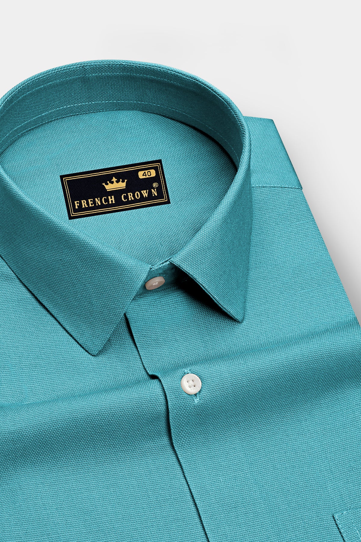 Aureon-Verdigris Blue Dobby Textured Premium Giza Cotton Dress Shirt