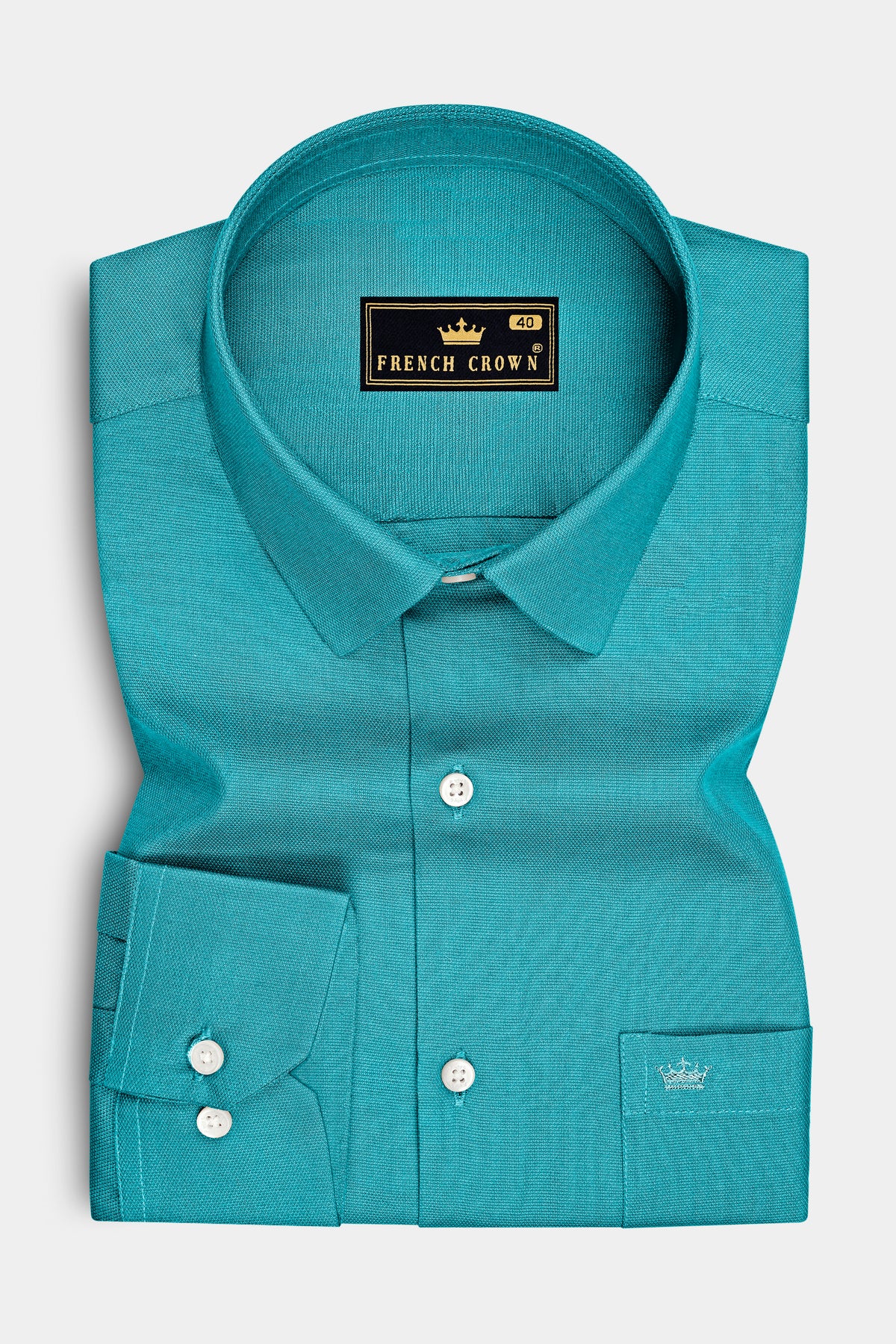 Aureon-Verdigris Blue Dobby Textured Premium Giza Cotton Dress Shirt