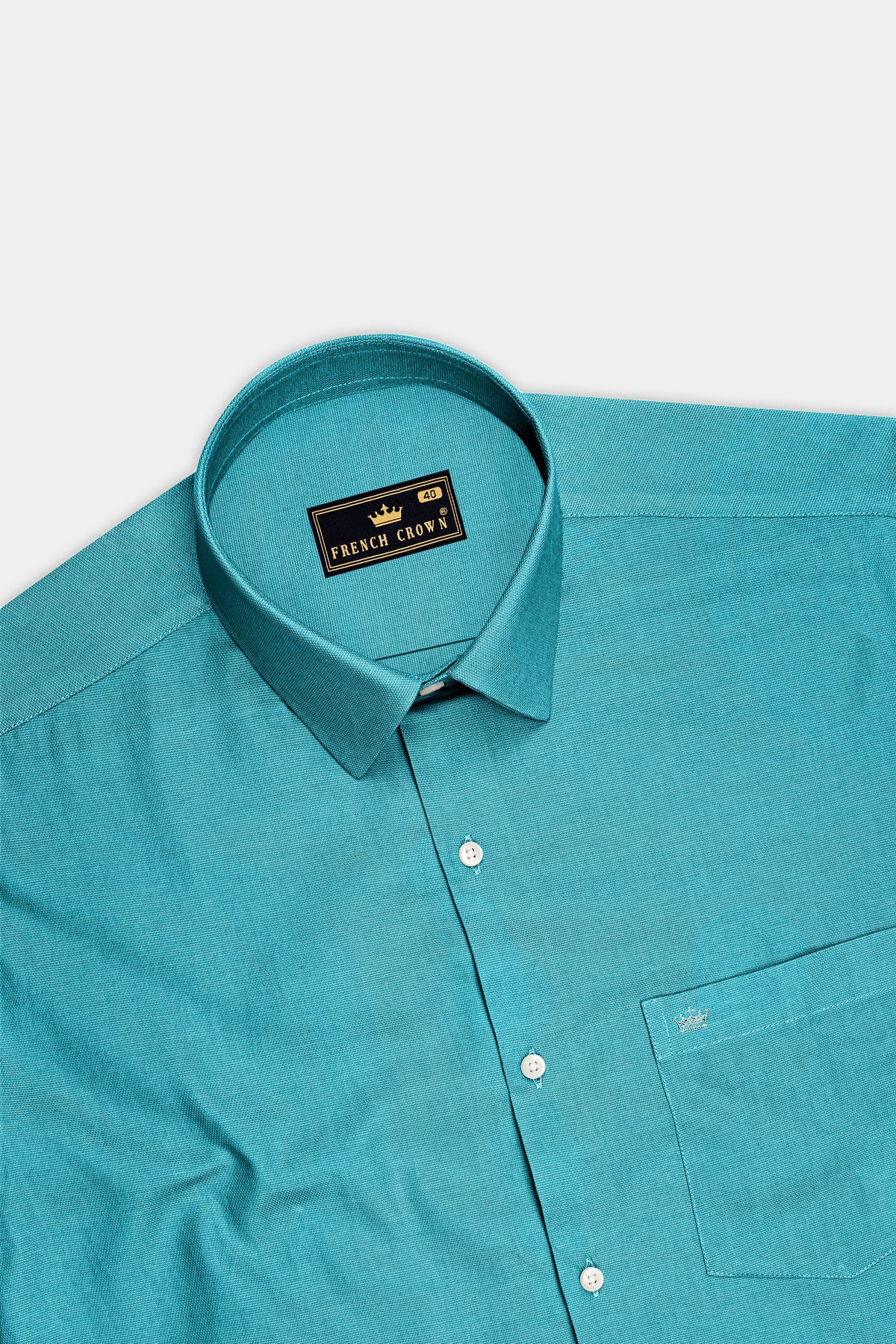 Aureon-Verdigris Blue Dobby Textured Premium Giza Cotton Dress Shirt