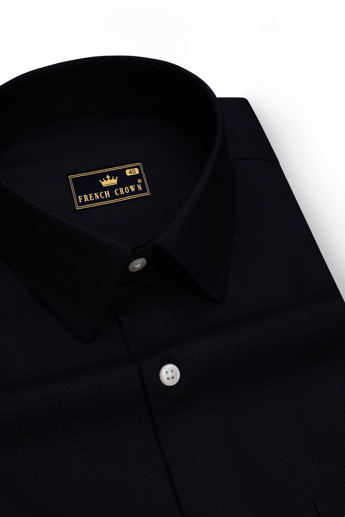 Onyx-Jade Black Jacquard Textured Premium Cotton Dress Shirt