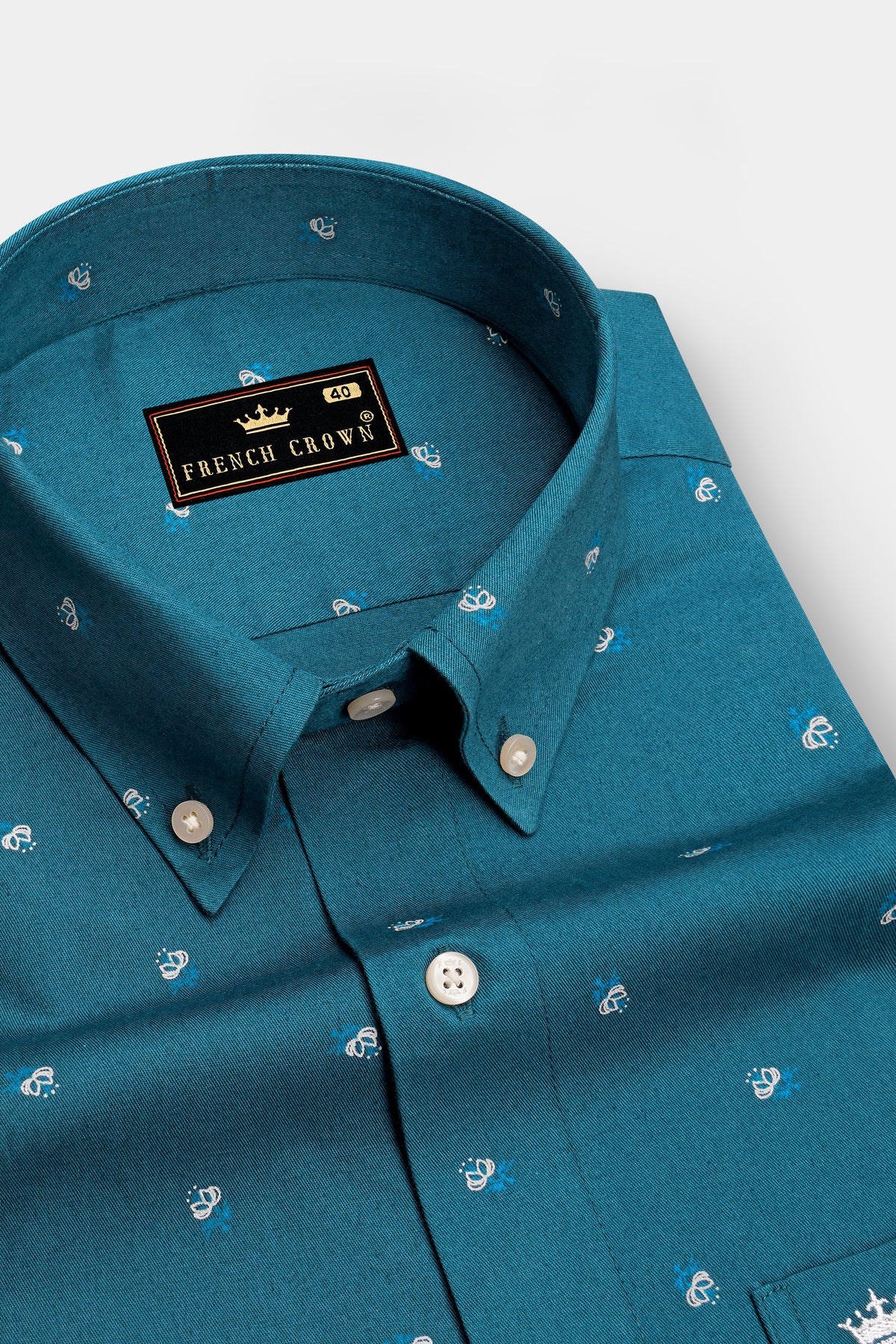 Arden-Casal Green Twill Printed Cotton Button Down Casual Shirt