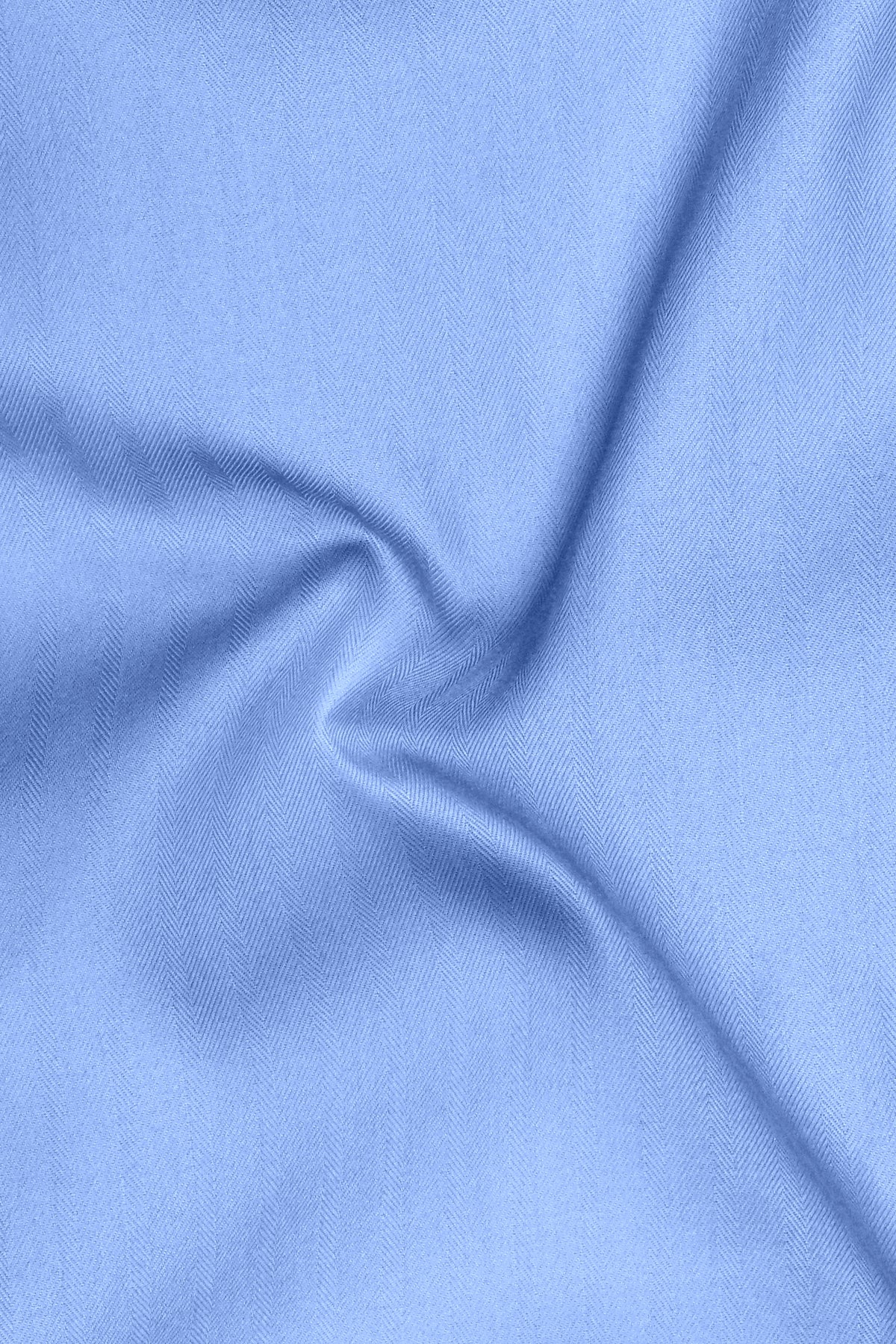 Montero-Perano Blue Textured Herringbone Premium Cotton Mandarin Casual Shirt