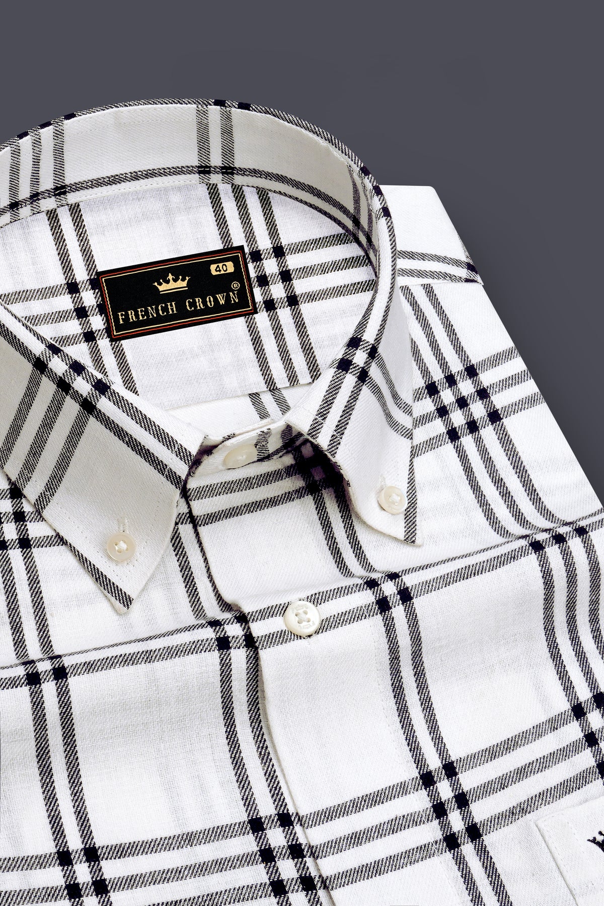 Tartan-Bright White And Jade Black Plaid Twill Premium Cotton Button Down Casual Shirt
