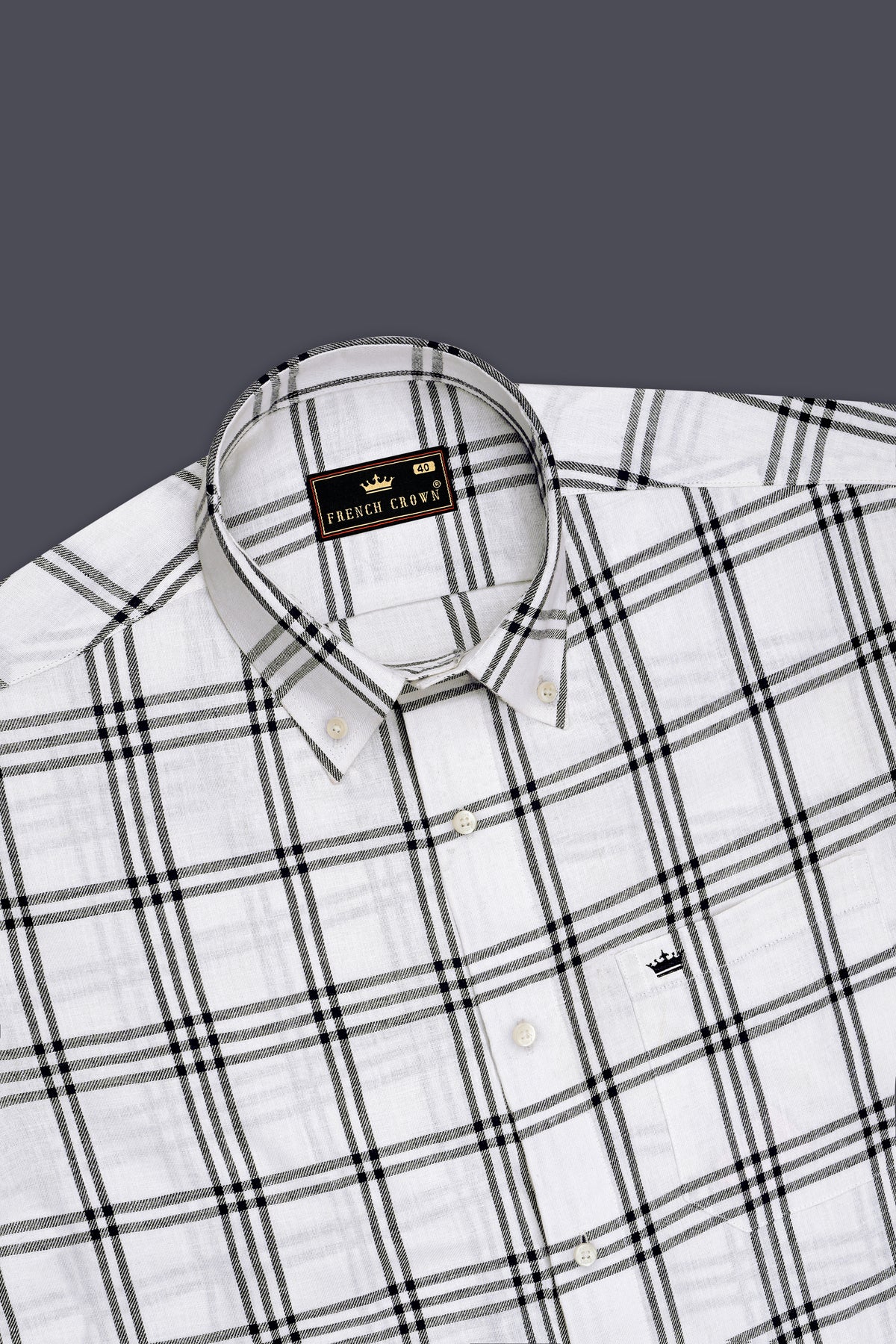 Tartan-Bright White And Jade Black Plaid Twill Premium Cotton Button Down Casual Shirt