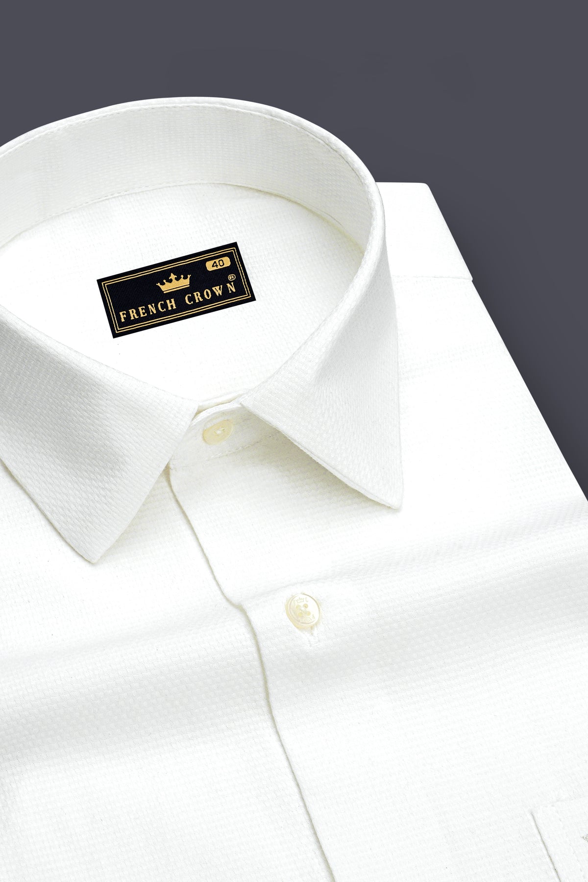 Ivora-Bright White Dobby Textured Premium Giza Cotton Dress Shirt