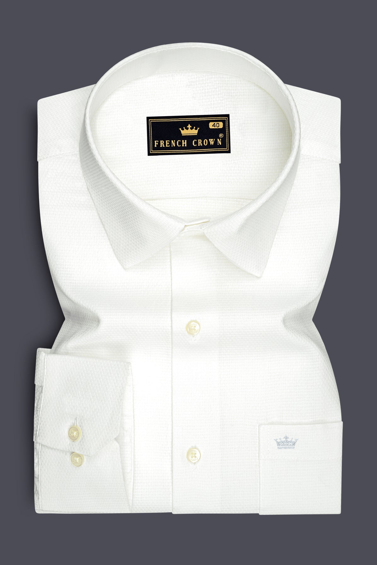 Ivora-Bright White Dobby Textured Premium Giza Cotton Dress Shirt