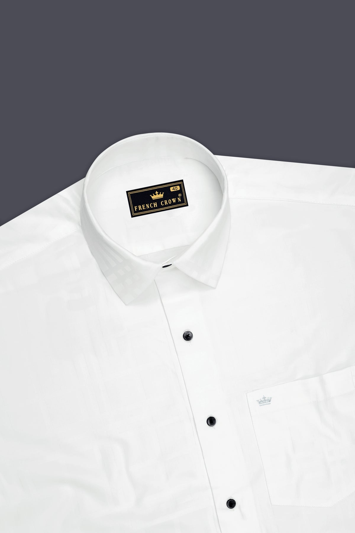 Lucent-Bright White Jacquard Textured Premium Cotton Dress Shirt