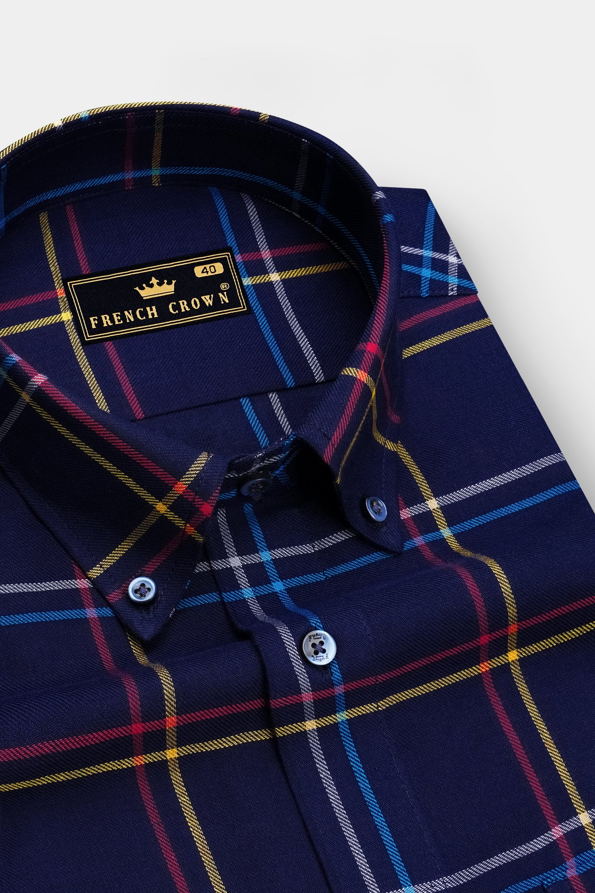 Cavaro-Ebony Blue Plaid Twill Premium Cotton Button Down Casual Shirt