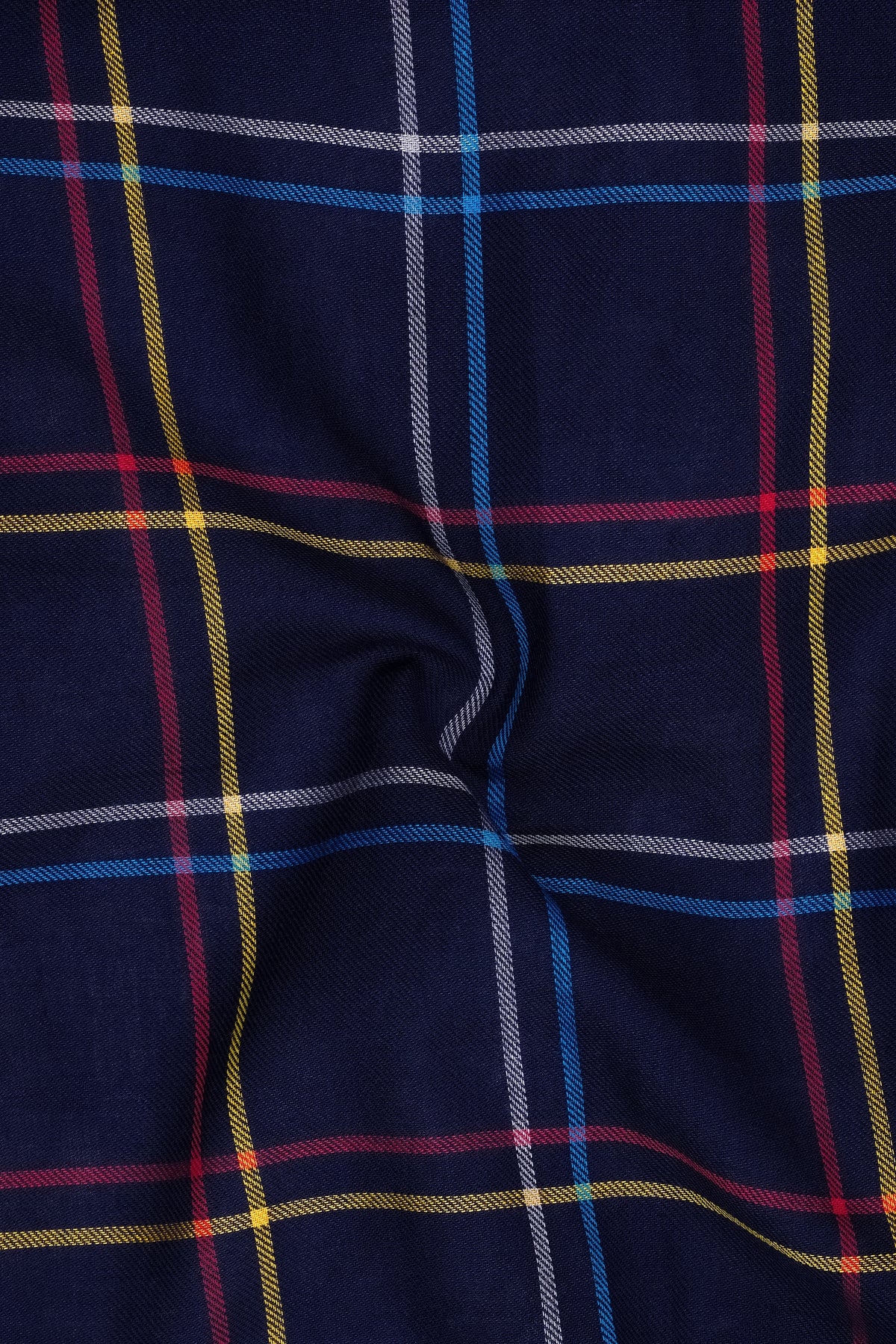 Cavaro-Ebony Blue Plaid Twill Premium Cotton Button Down Casual Shirt