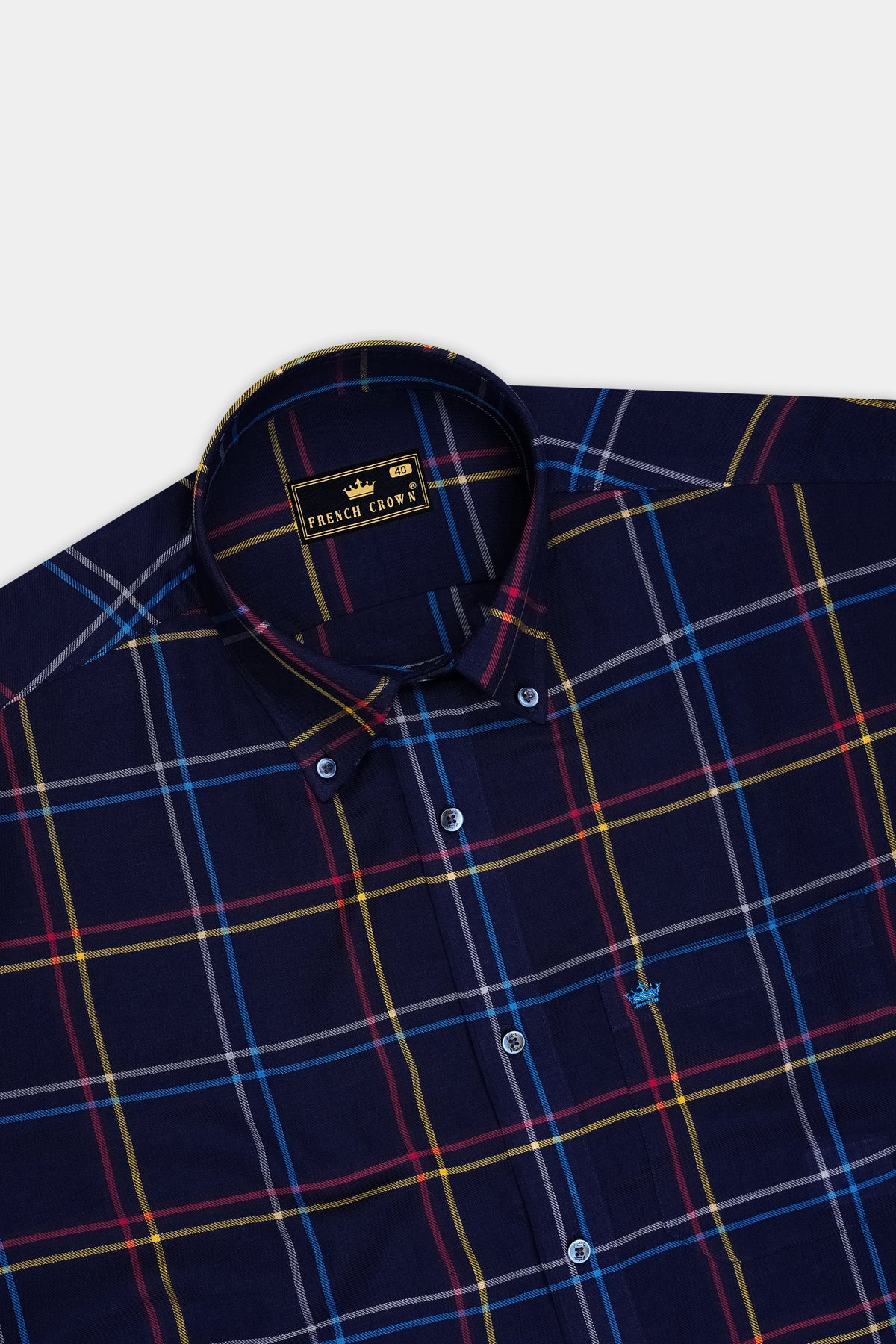 Cavaro-Ebony Blue Plaid Twill Premium Cotton Button Down Casual Shirt