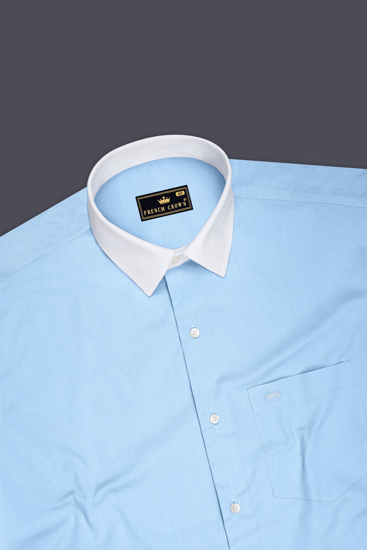 Nivelle-Cornflower Blue Twill Premium Cotton White Cuff Collar Dress Shirt
