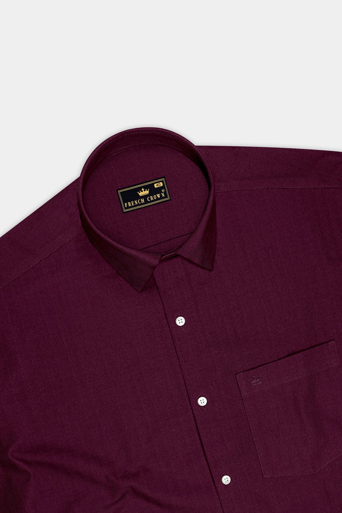 Regent-Barossa Maroon Herringbone Textured Premium Cotton Dress Shirt