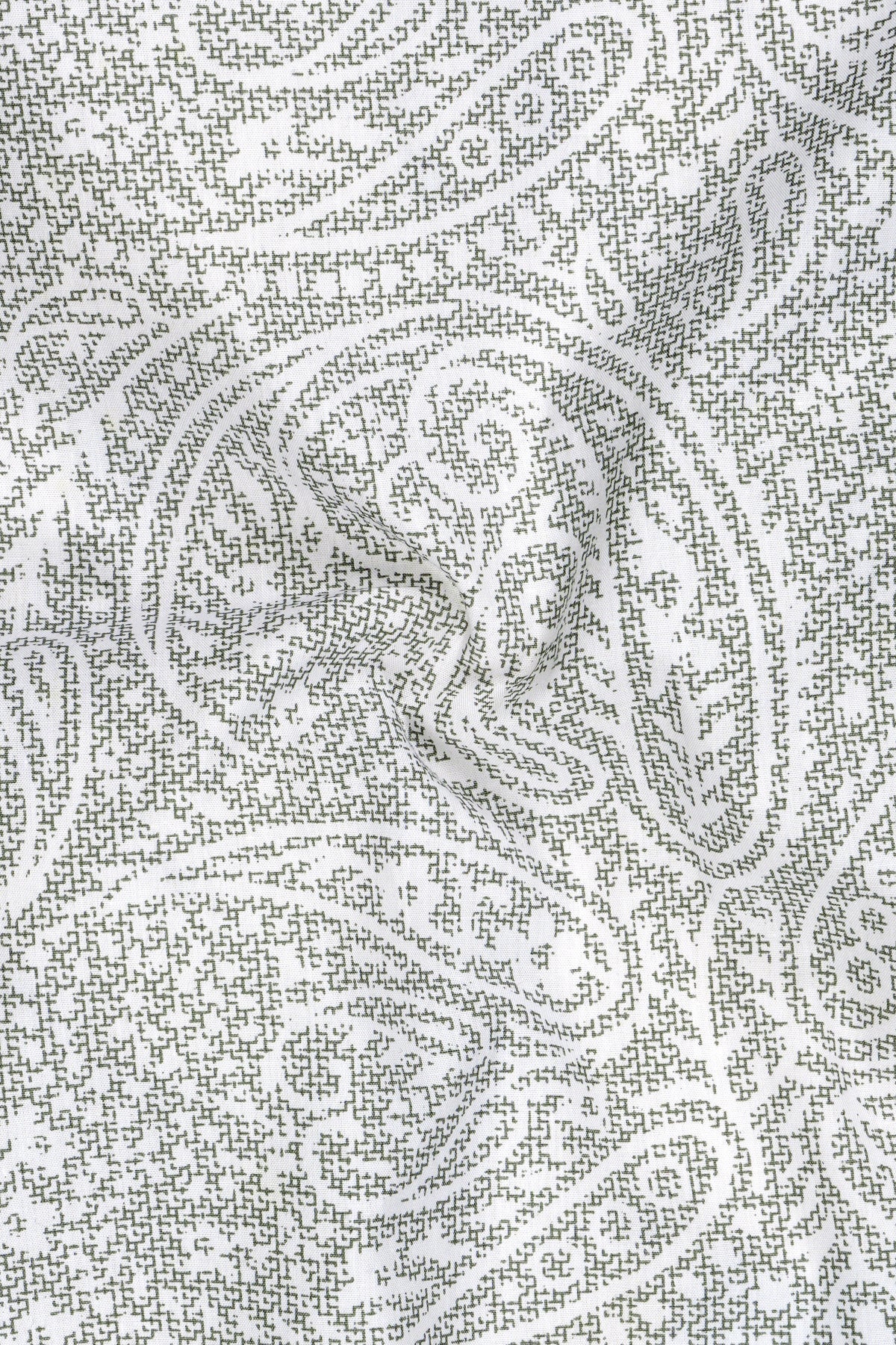 Regalia-Bright White Heritage Paisley Printed Super Soft Premium Cotton Semi Formal Shirt