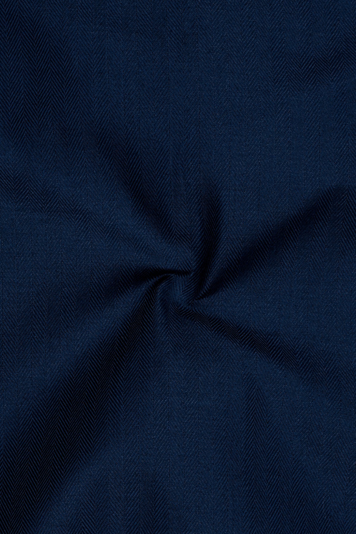Nocturne-Midnight Blue Herringbone Textured Premium Cotton Dress Shirt