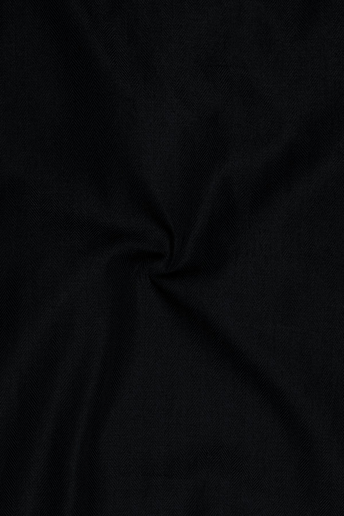 Obsidian-Jade Black Herringbone Textured Premium Cotton Dress Shirt