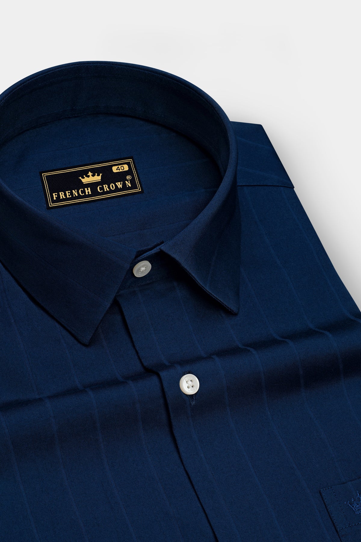 Nobilis-Midnight Blue Dobby Striped Premium Giza Cotton Dress Shirt