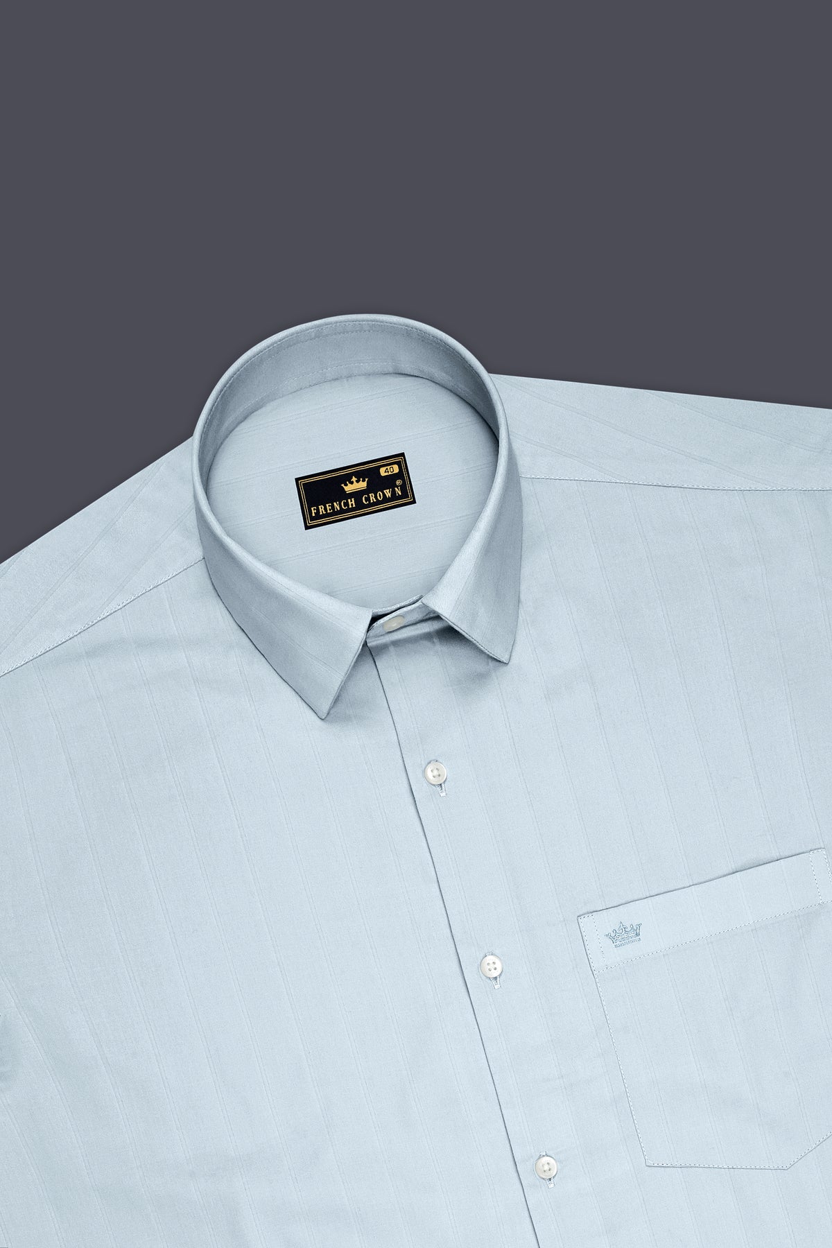 Slate-Iron Gray Dobby Striped Premium Giza Cotton Dress Shirt