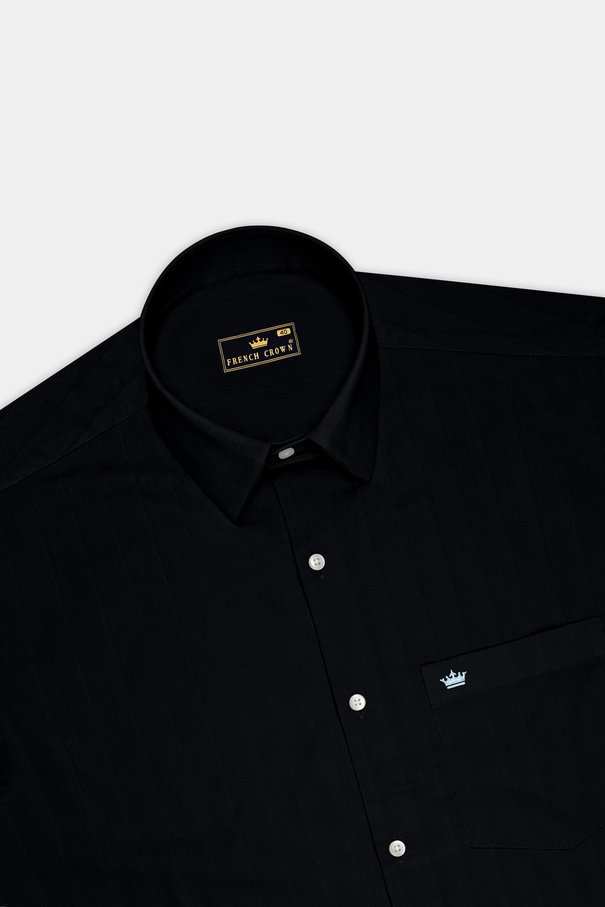 Noir-Jade Black Dobby Striped Premium Giza Cotton Dress Shirt