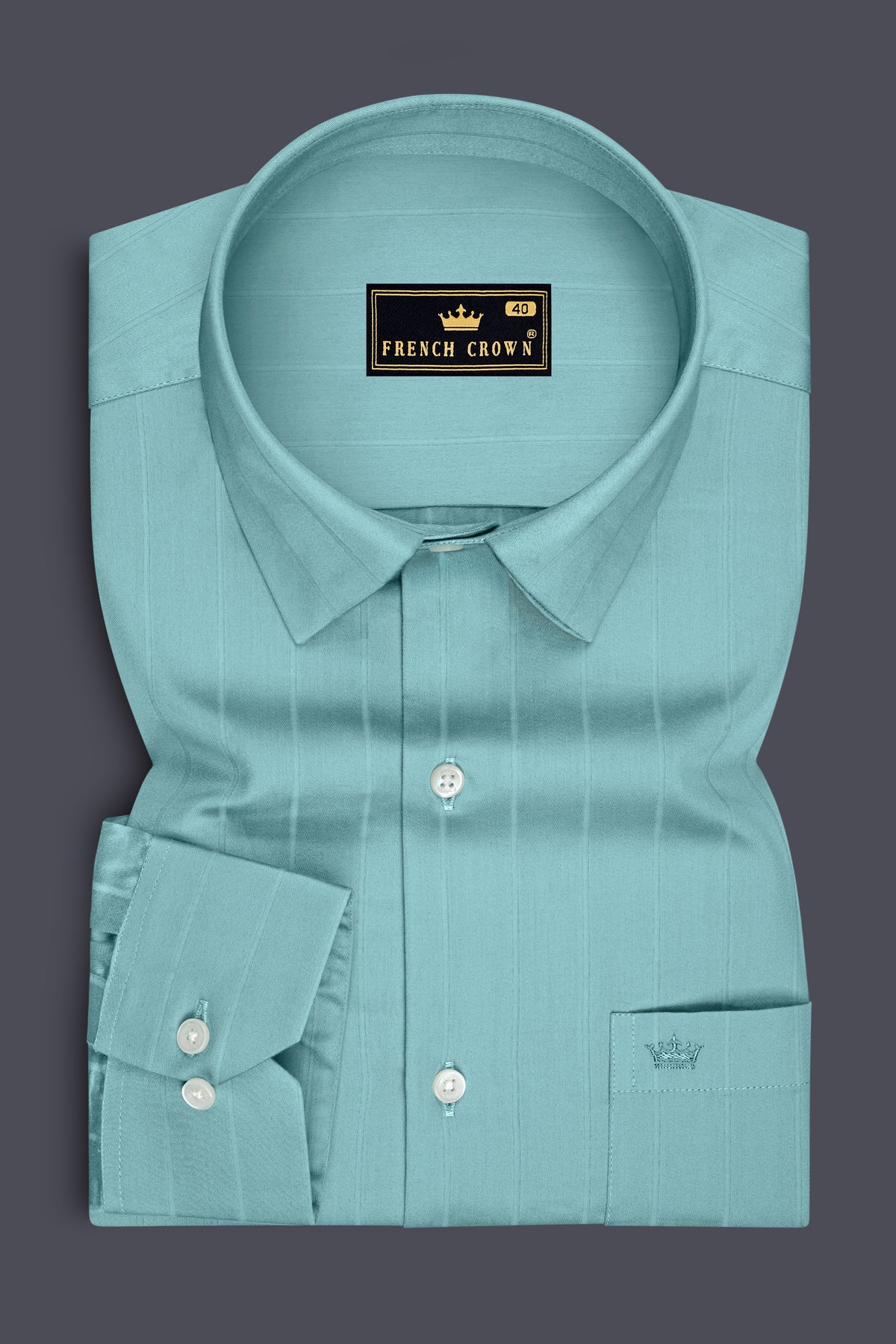 Cobalt-Carolina Blue Dobby Striped Premium Giza Cotton Dress Shirt