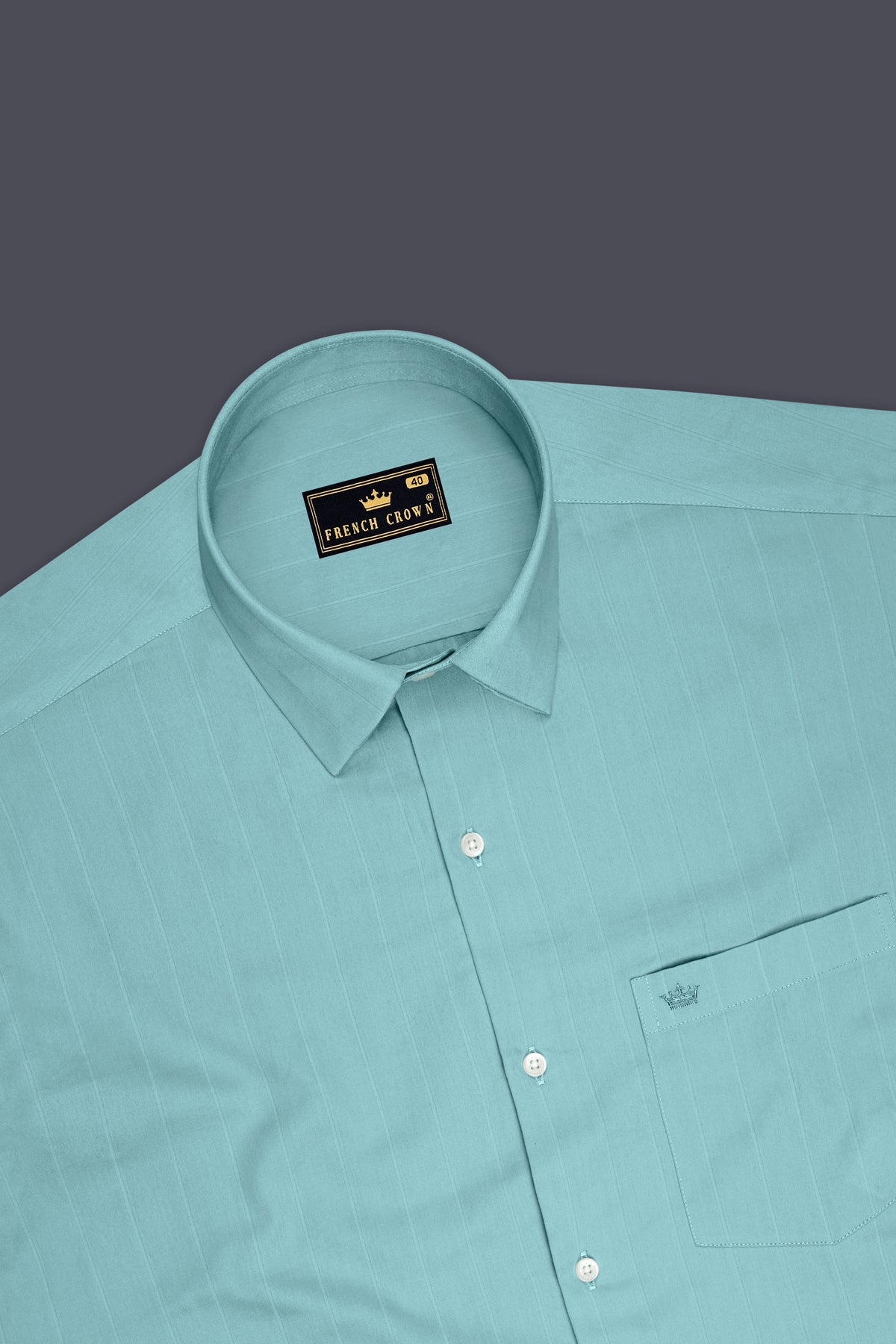 Cobalt-Carolina Blue Dobby Striped Premium Giza Cotton Dress Shirt