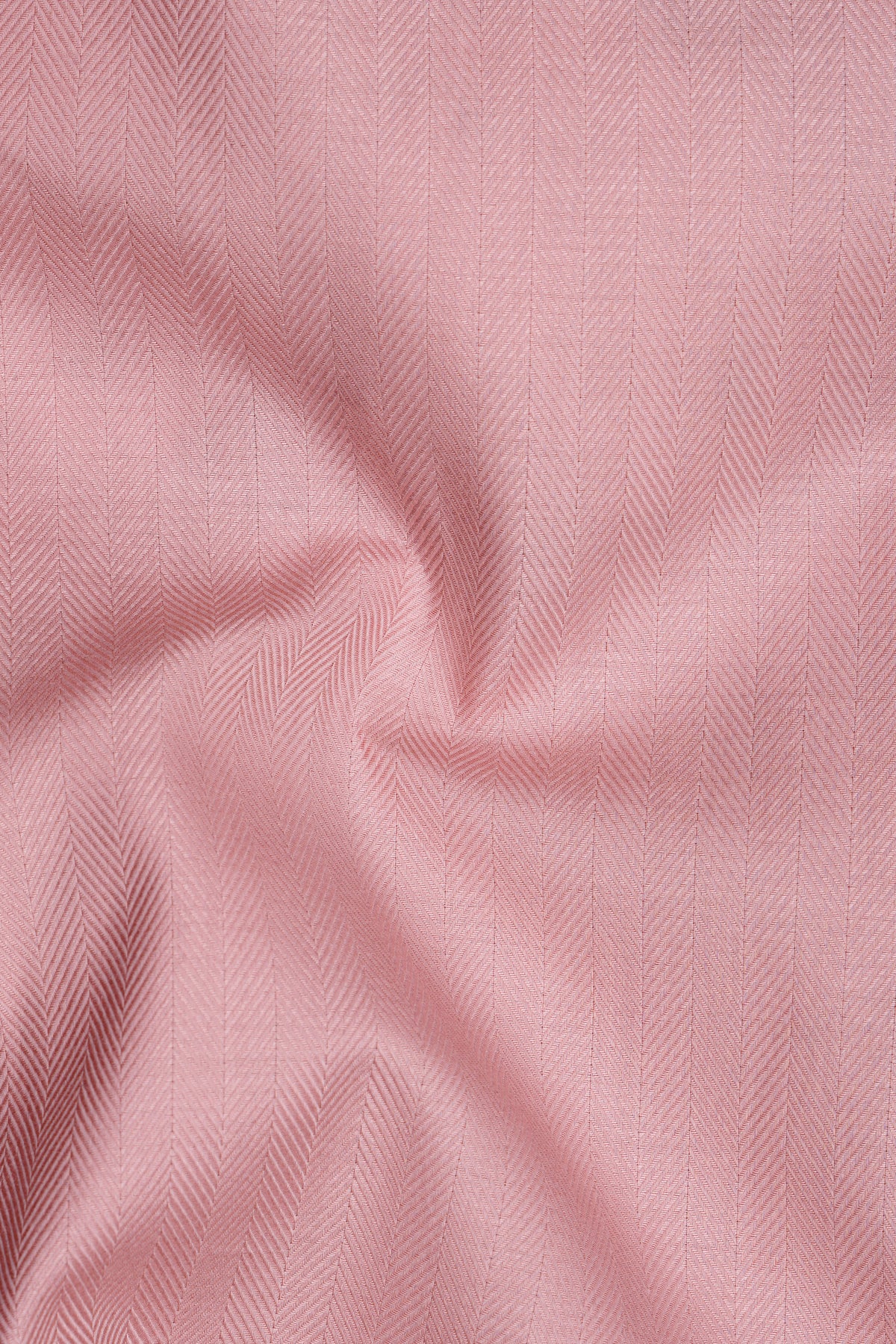 Roselle-Rose Pink Herringbone Textured Premium Cotton Dress Shirt