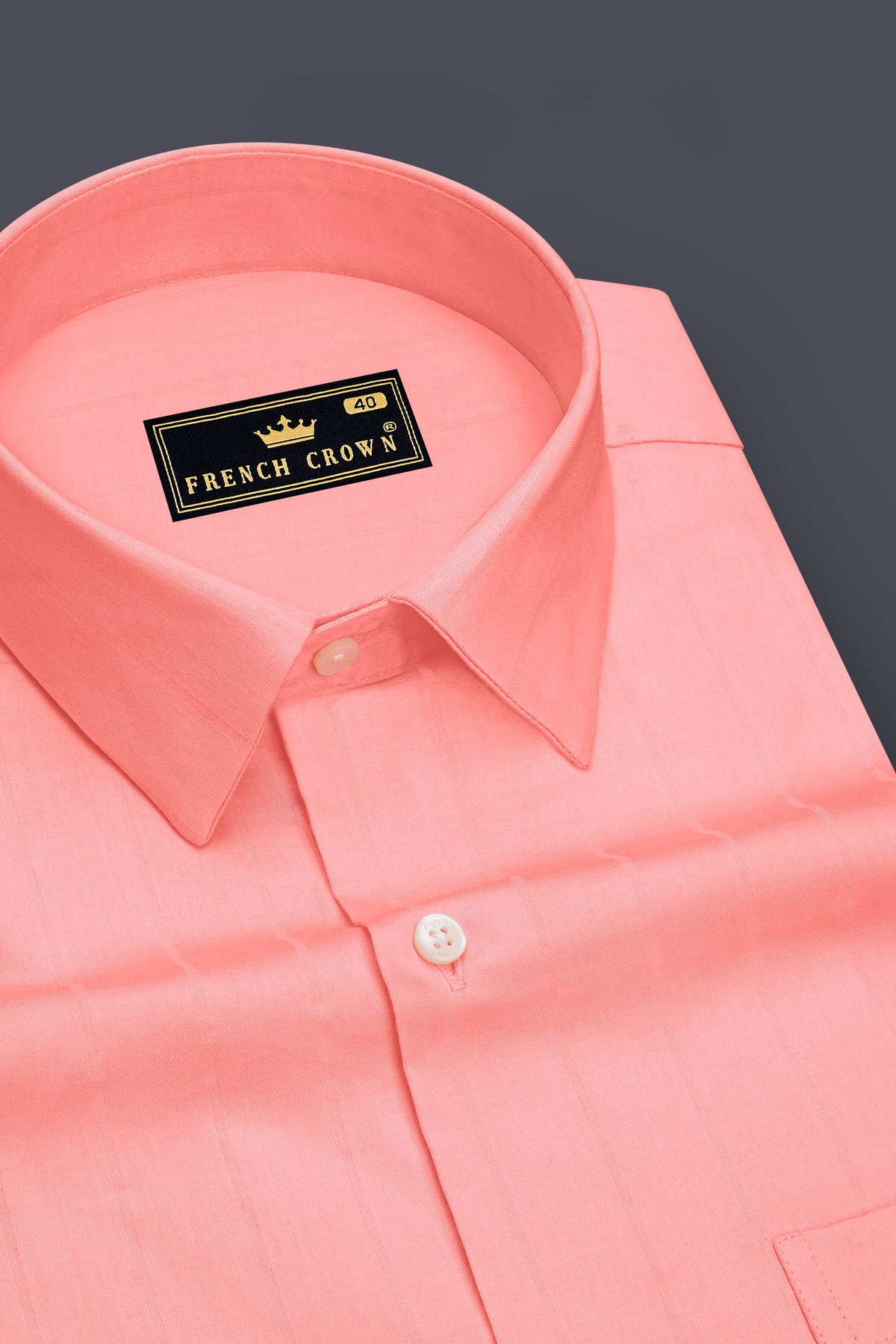 Aurelia-Salmon Pink Dobby Striped Premium Giza Cotton Dress Shirt