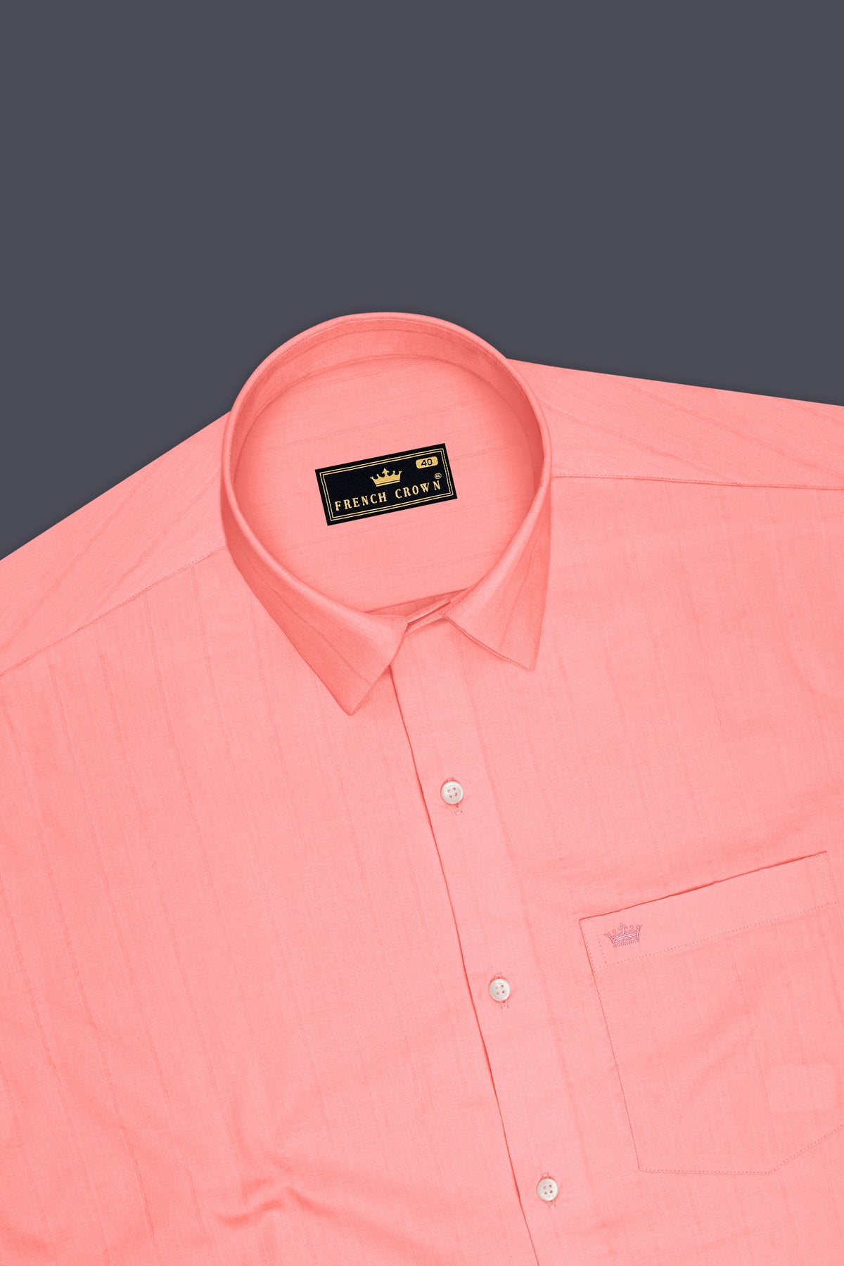 Aurelia-Salmon Pink Dobby Striped Premium Giza Cotton Dress Shirt