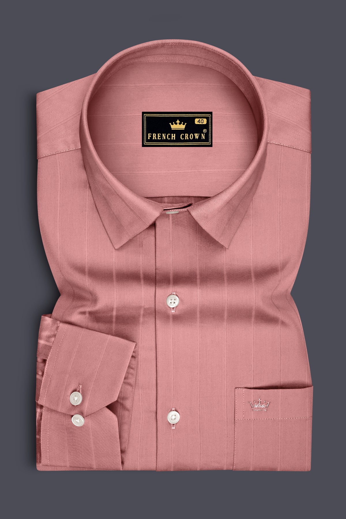 Serelle-Ruddy Pink Dobby Striped Premium Giza Cotton Dress Shirt