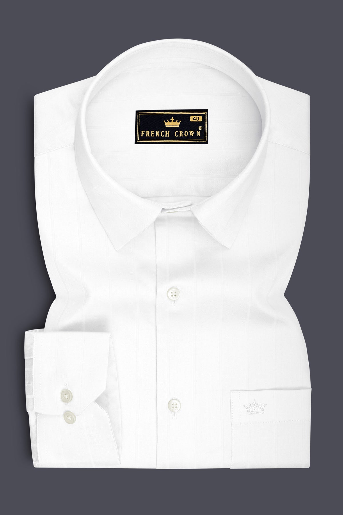 Dorian-Bright White Dobby Striped Premium Giza Cotton Dress Shirt