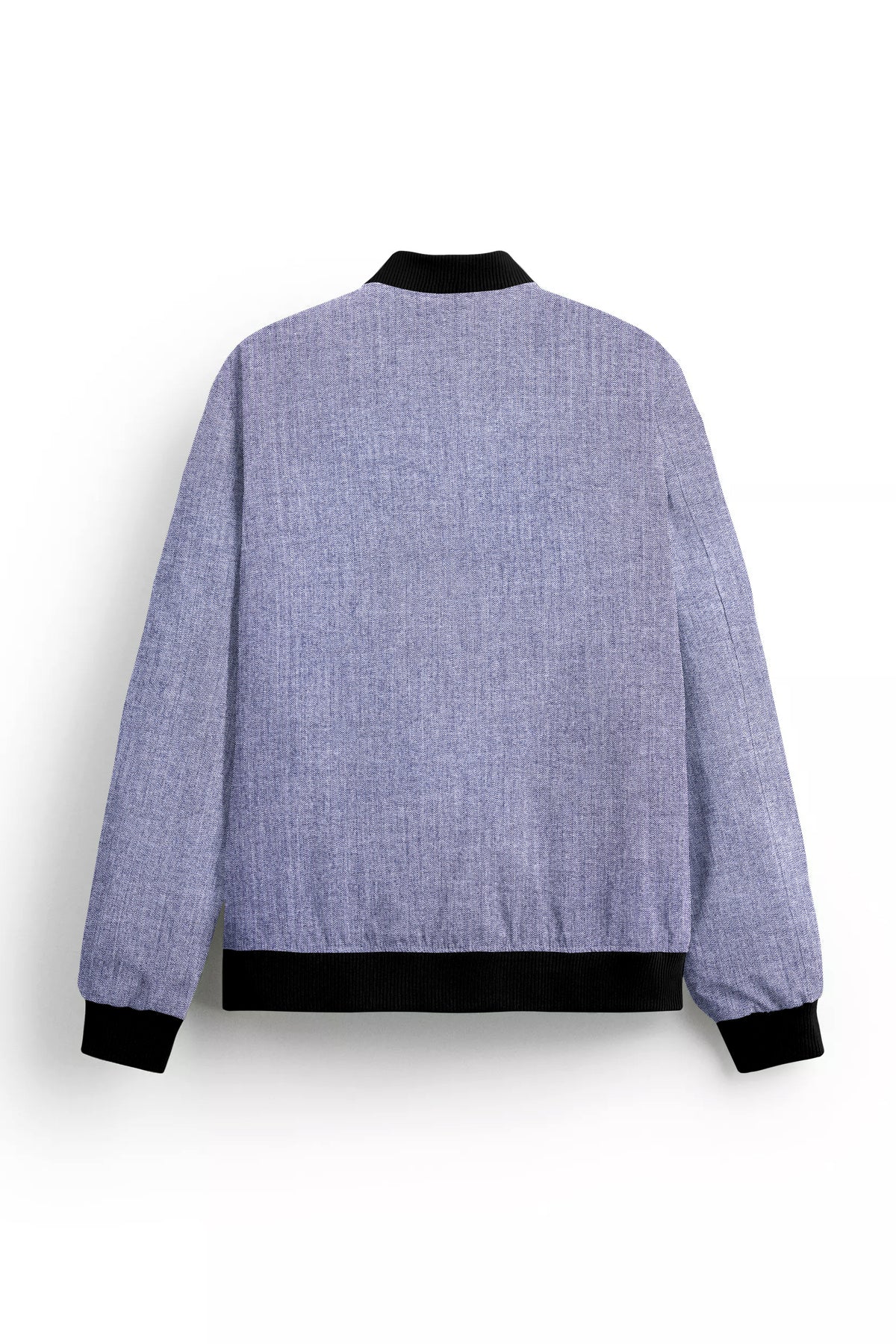 Cinder-Logan Gray Herringbone Textured Premium Cotton Bomber Jacket