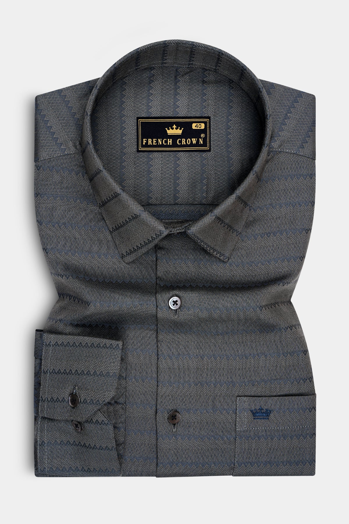 Velaris-Iridium Gray Jacquard Textured Premium Cotton Dress Shirt
