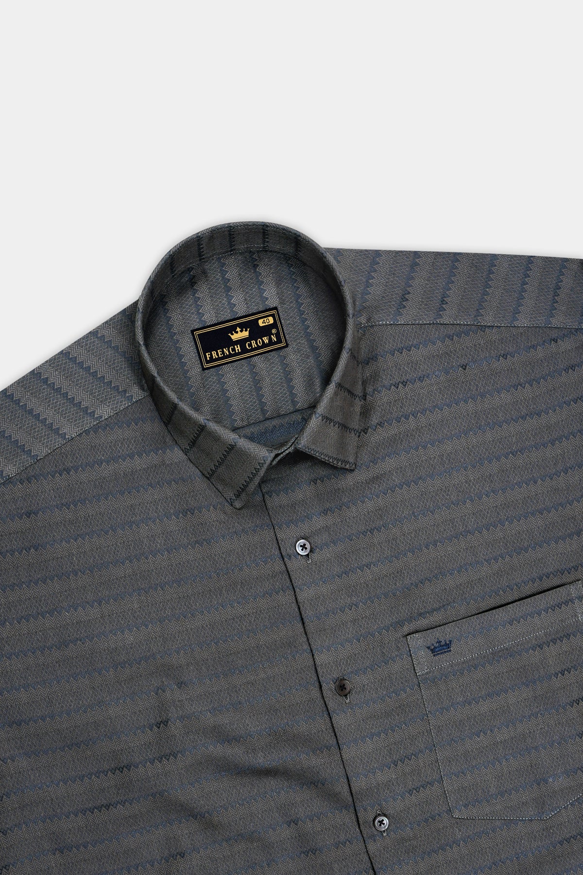 Velaris-Iridium Gray Jacquard Textured Premium Cotton Dress Shirt