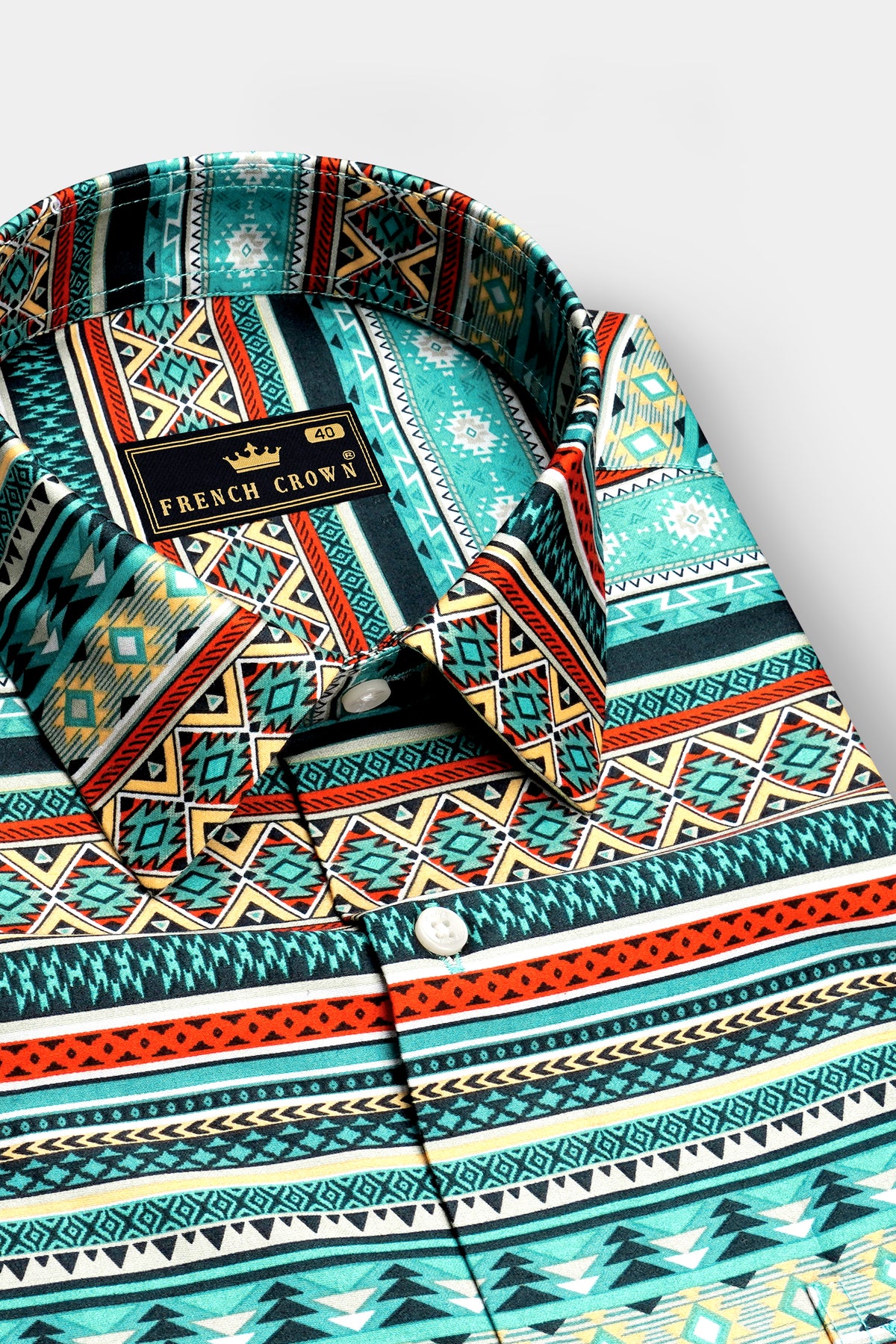 Nomad-Keppel Blue And Mirage Brown Multicolor Aztec Geometric Printed Subtle Sheen Super Soft Premium Cotton Casual Shirt