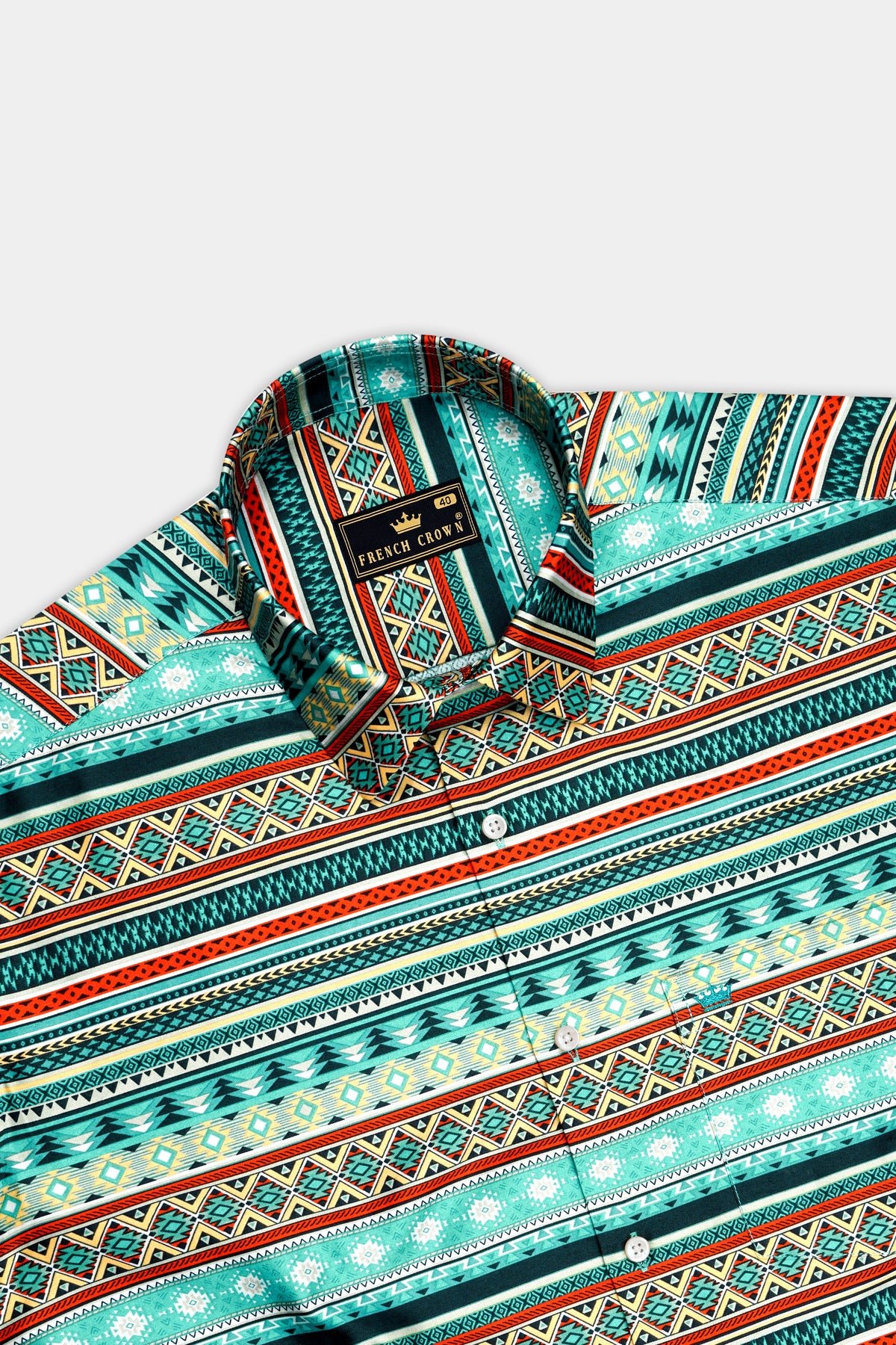 Nomad-Keppel Blue And Mirage Brown Multicolor Aztec Geometric Printed Subtle Sheen Super Soft Premium Cotton Casual Shirt