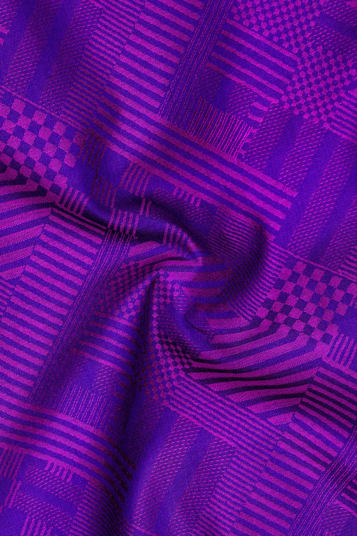 Ornate-Eminence Purple Abstract Geometric Jacquard Textured Premium Cotton Cut Away Casual Shirt