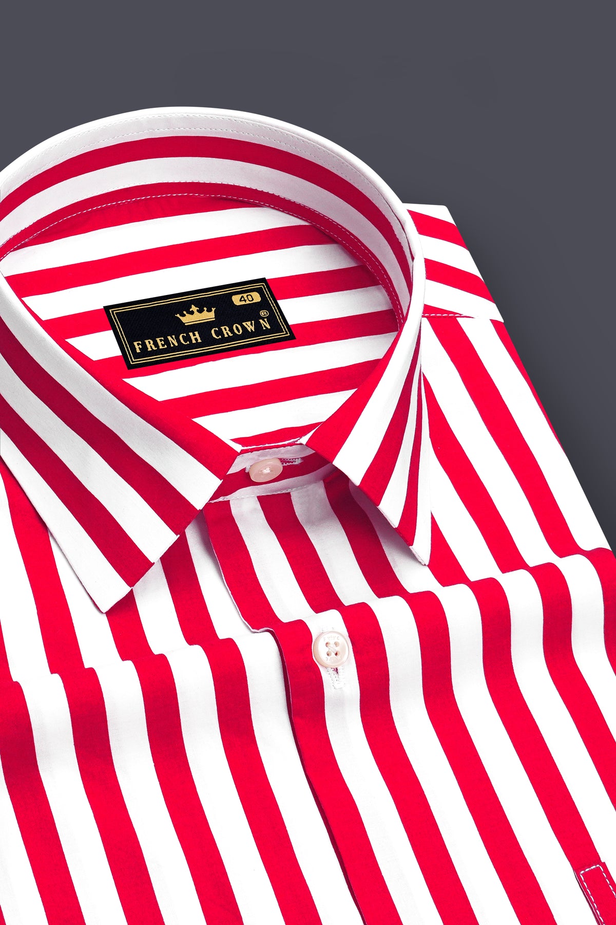 Striata-Ruddy Red And Bright White Candy Striped Super Soft Premium Cotton Dress Shirt
