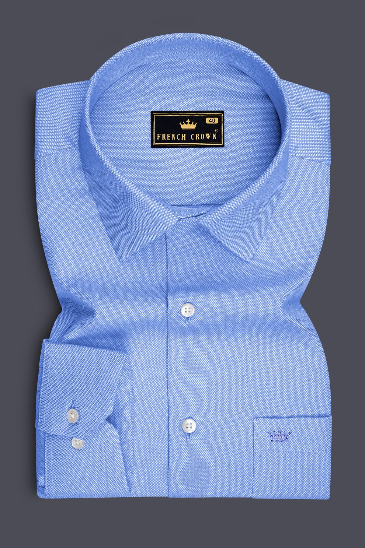 Sovereign-Portage Blue Dobby Textured Premium Giza Cotton Dress Shirt