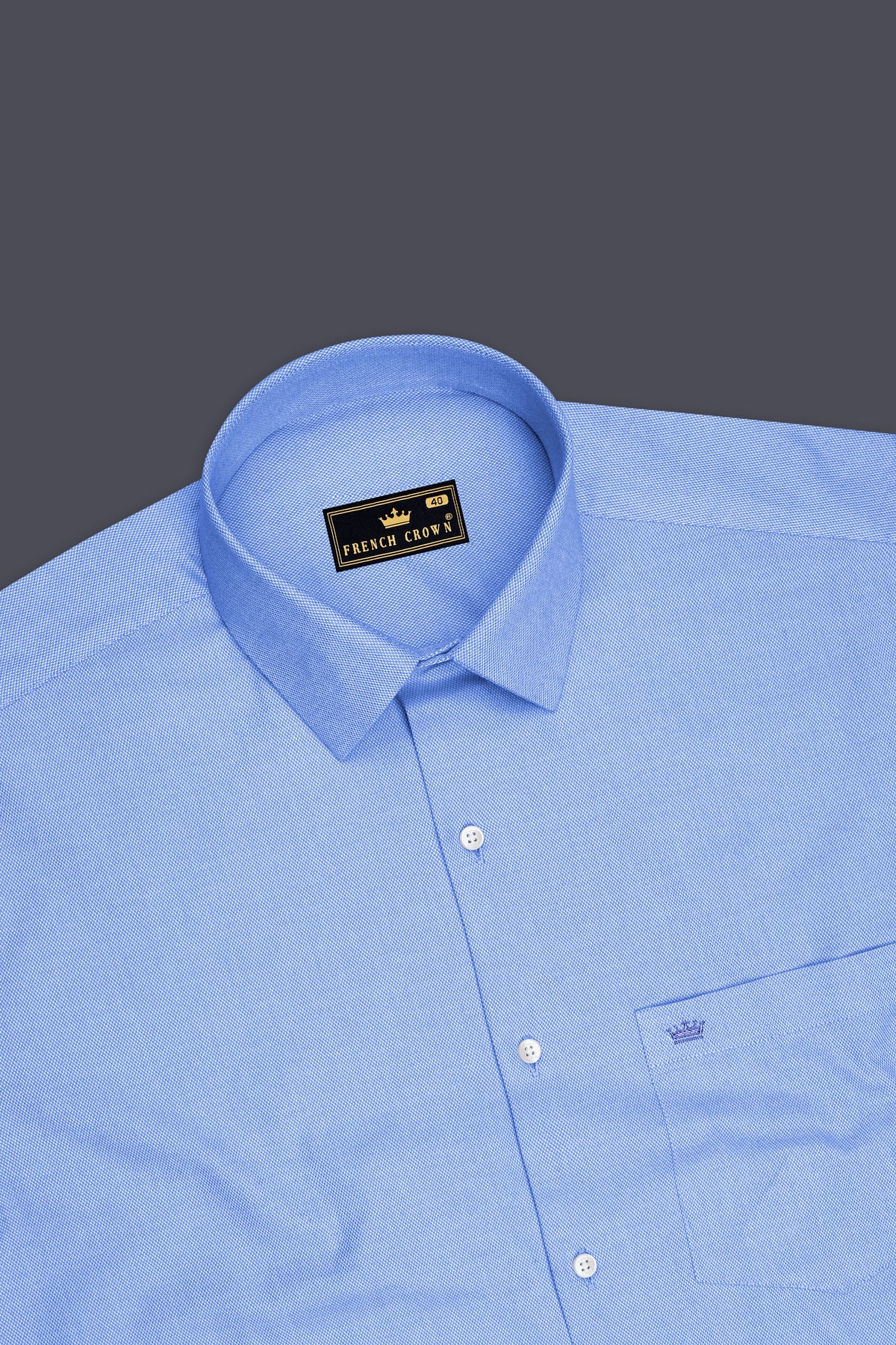 Sovereign-Portage Blue Dobby Textured Premium Giza Cotton Dress Shirt