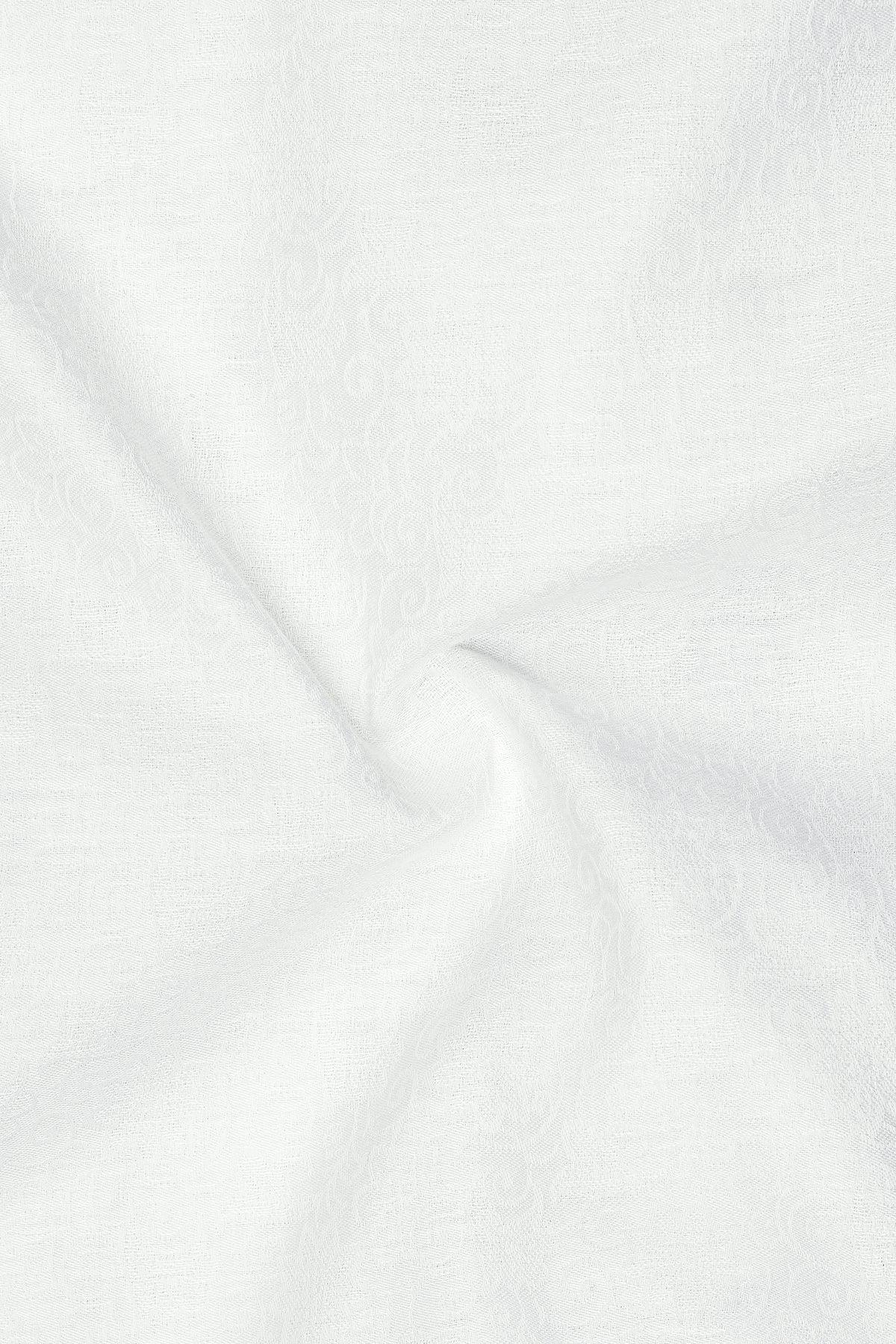 Fleur-Bright White Floral Jacquard Textured Premium Cotton Cut Away Dress Shirt