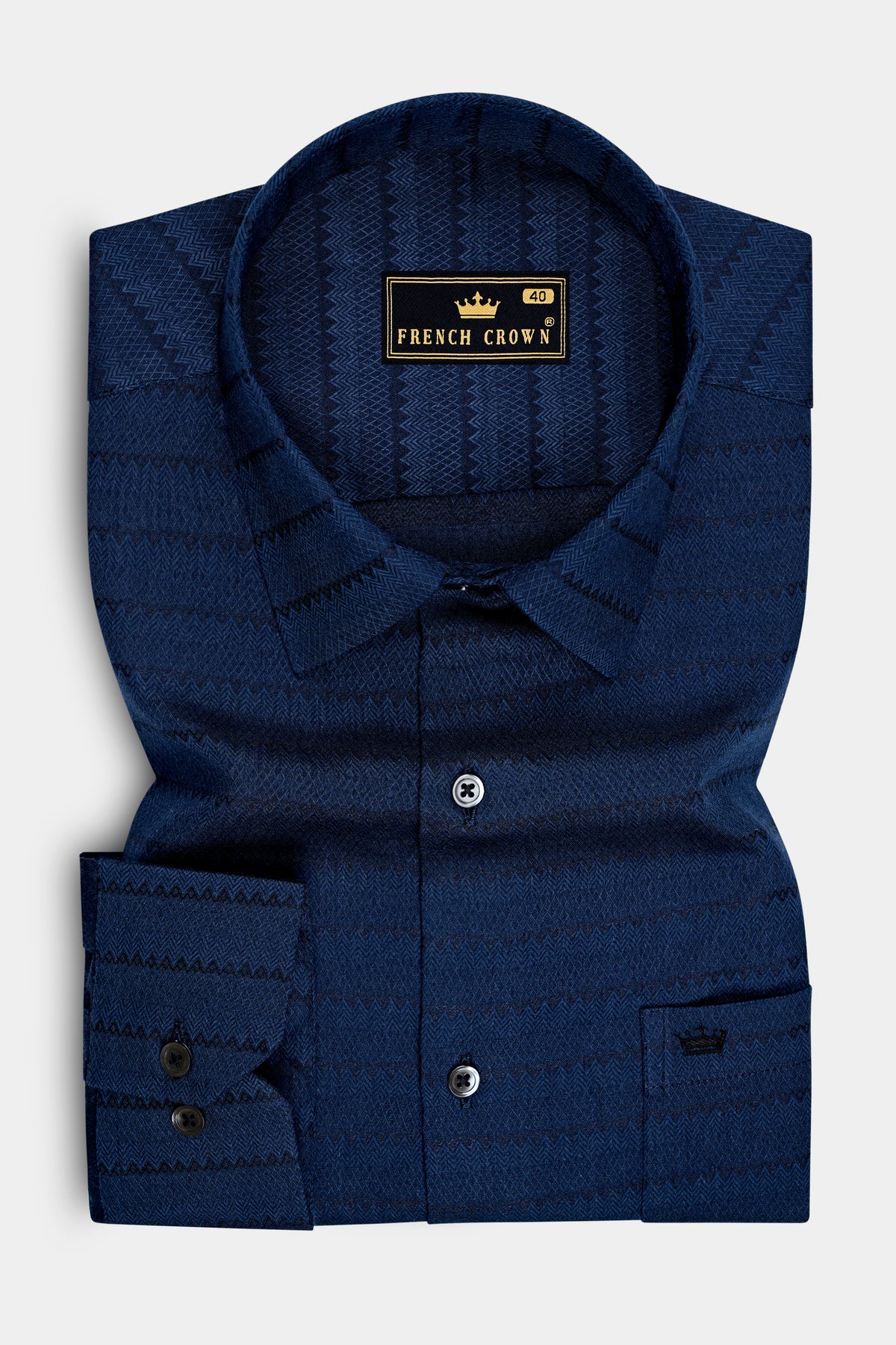 Celeste-Mirage Blue Jacquard Textured Premium Cotton Dress Shirt