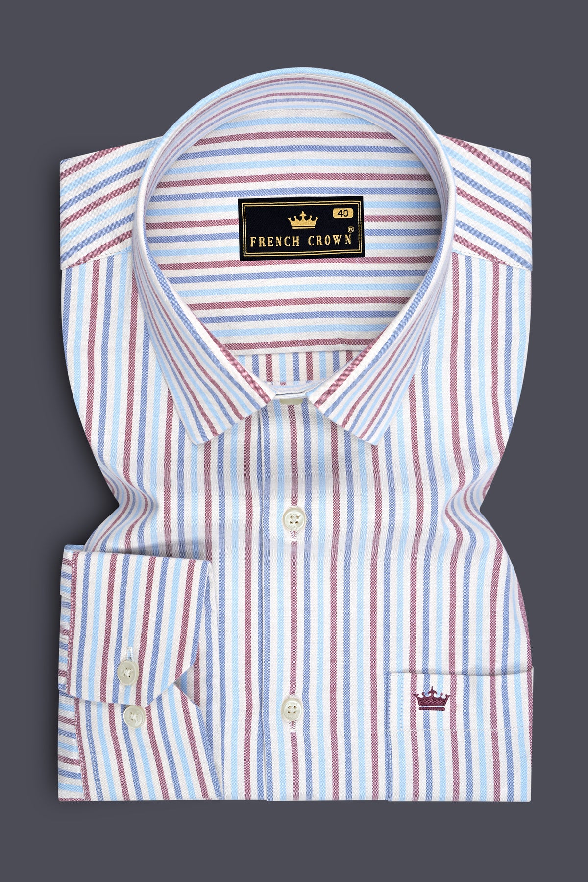 Chromatic-Periglacial Gray And Glaucous Blue Multicolour Candy Striped Oxford Premium Cotton Dress Shirt