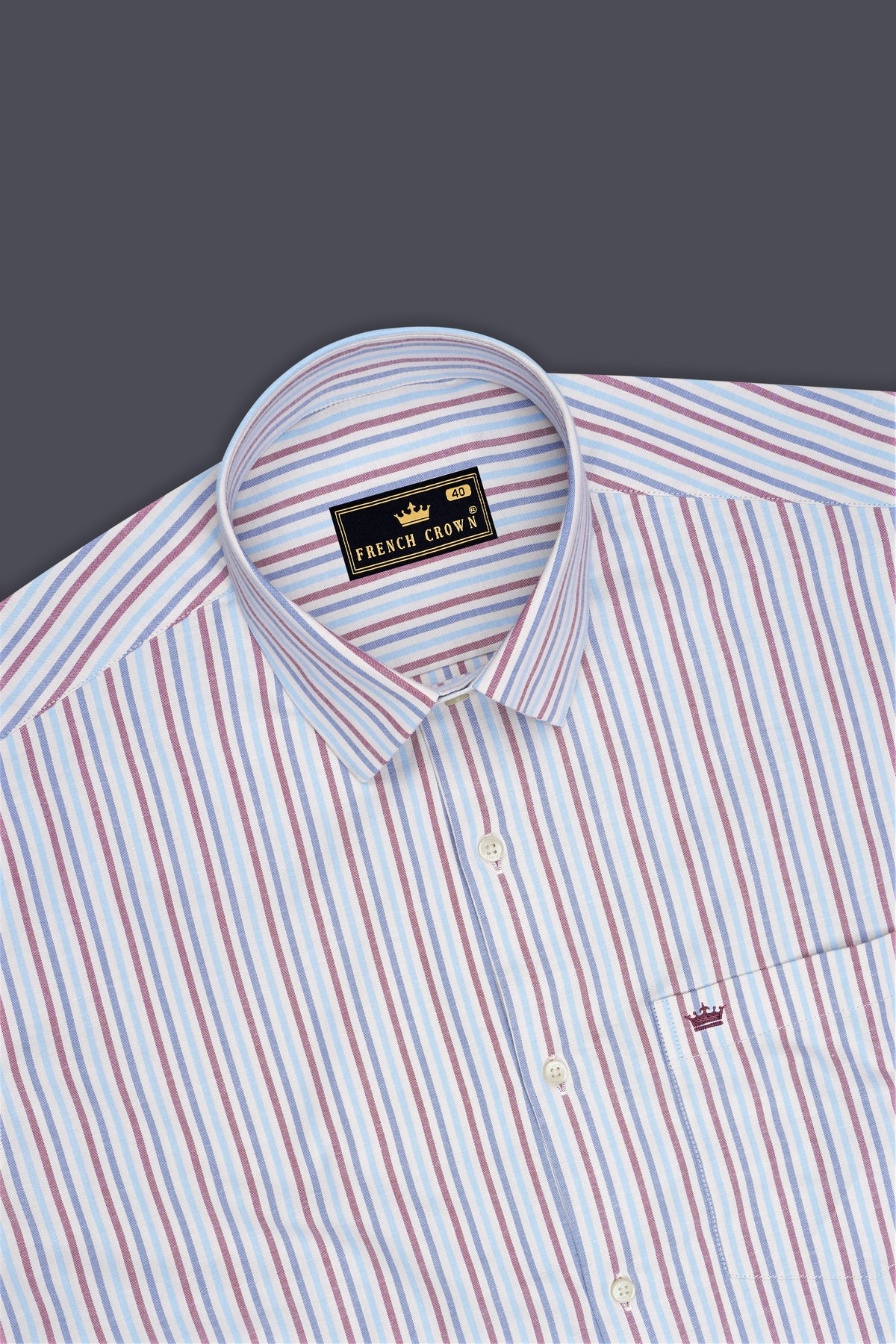 Chromatic-Periglacial Gray And Glaucous Blue Multicolour Candy Striped Oxford Premium Cotton Dress Shirt