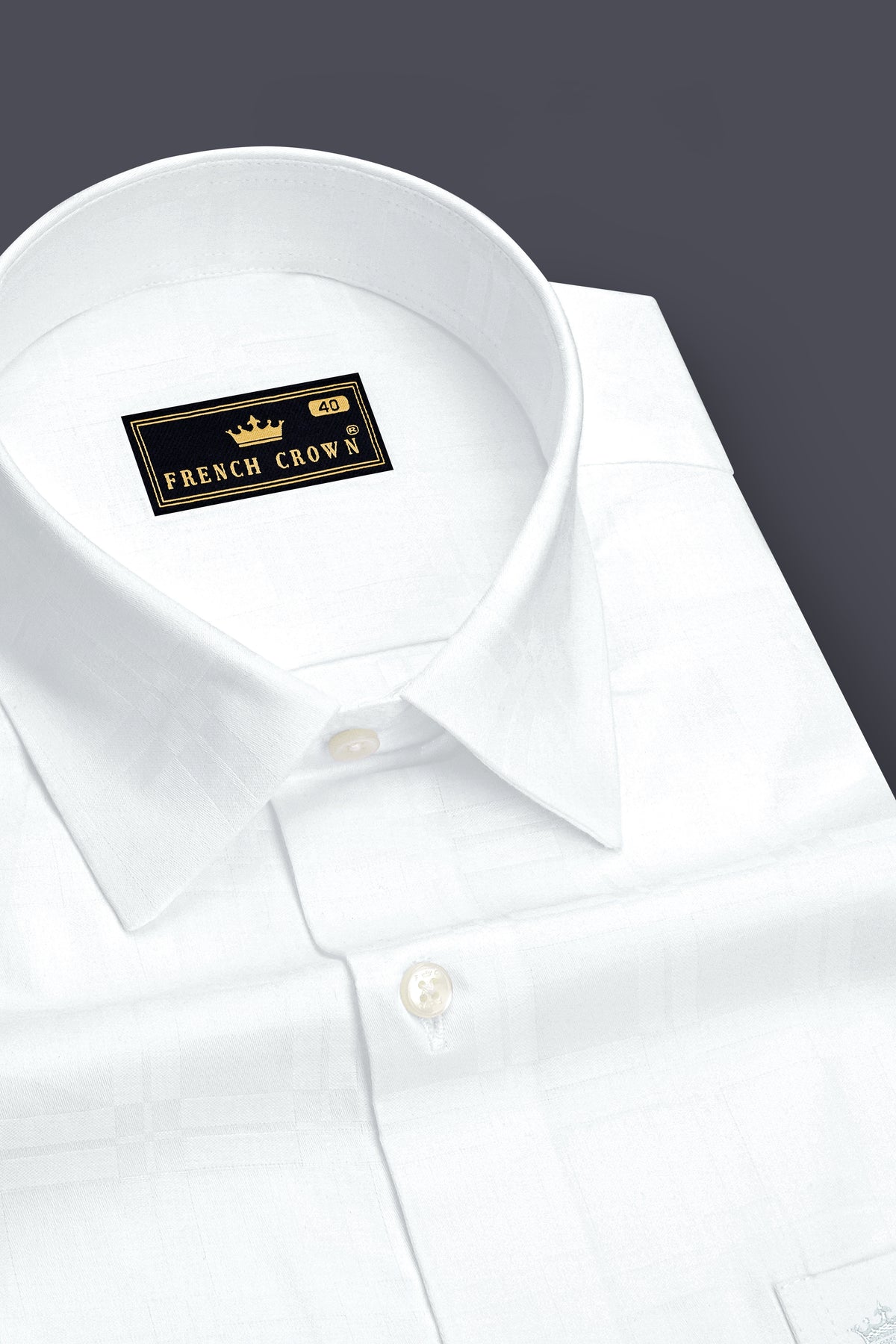 Monarch-Bright White Jacquard Windowpane Textured Premium Cotton Dress Shirt