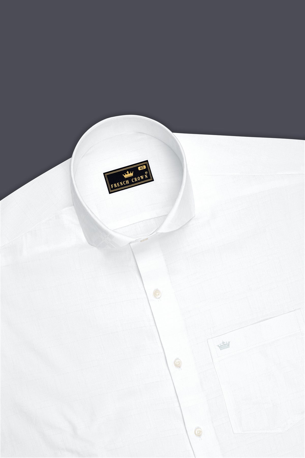 Monarch-Bright White Jacquard Windowpane Textured Premium Cotton Cut Away Dress Shirt