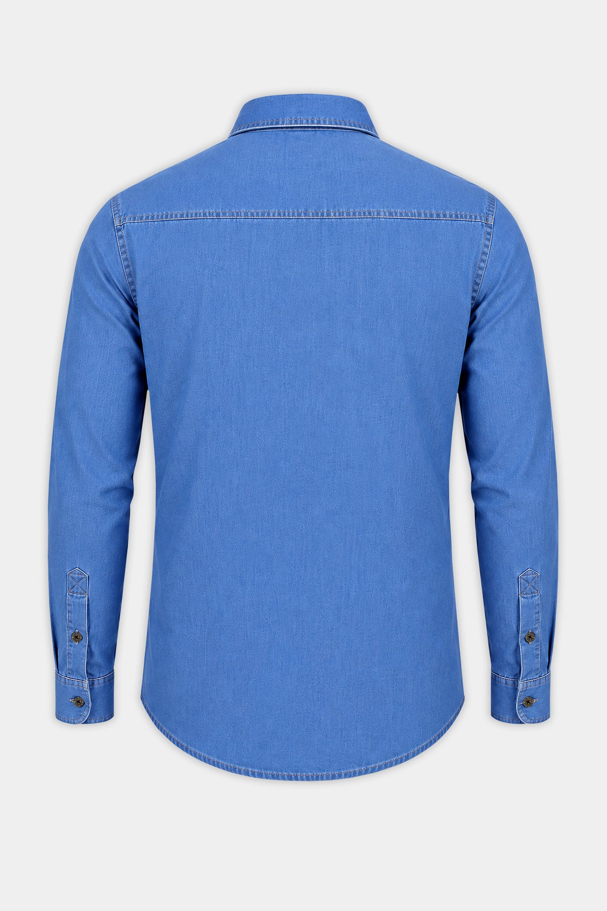 Boreal-Danube Blue Textured Heavyweight Denim Designer Overshirt/shacket