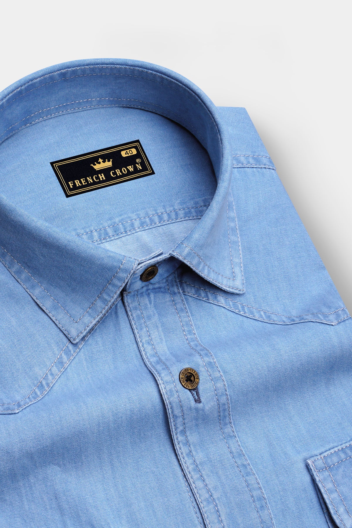 Boreal-Moonstone Blue Textured Heavyweight Denim Designer Overshirt/shacket