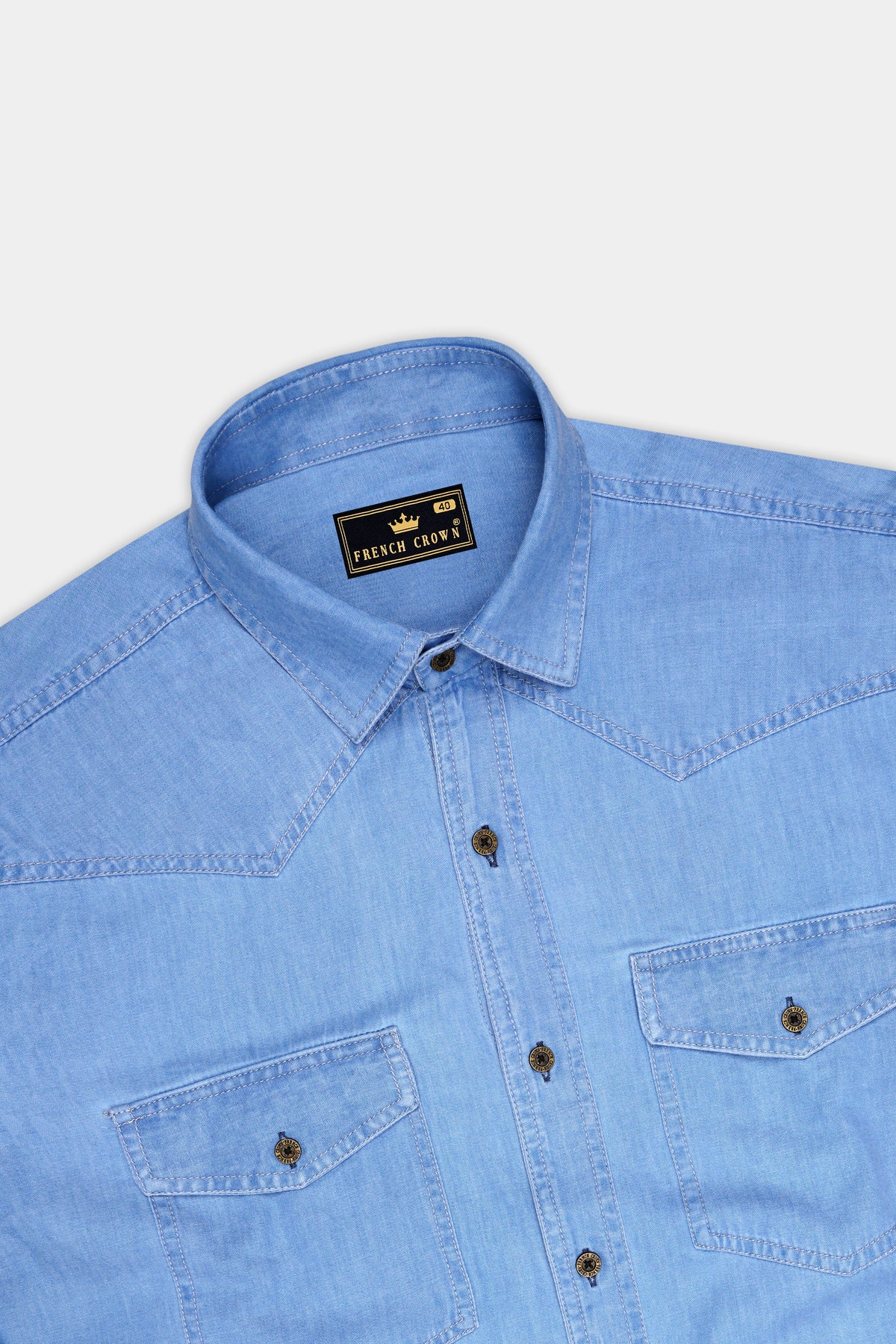 Boreal-Moonstone Blue Textured Heavyweight Denim Designer Overshirt/shacket