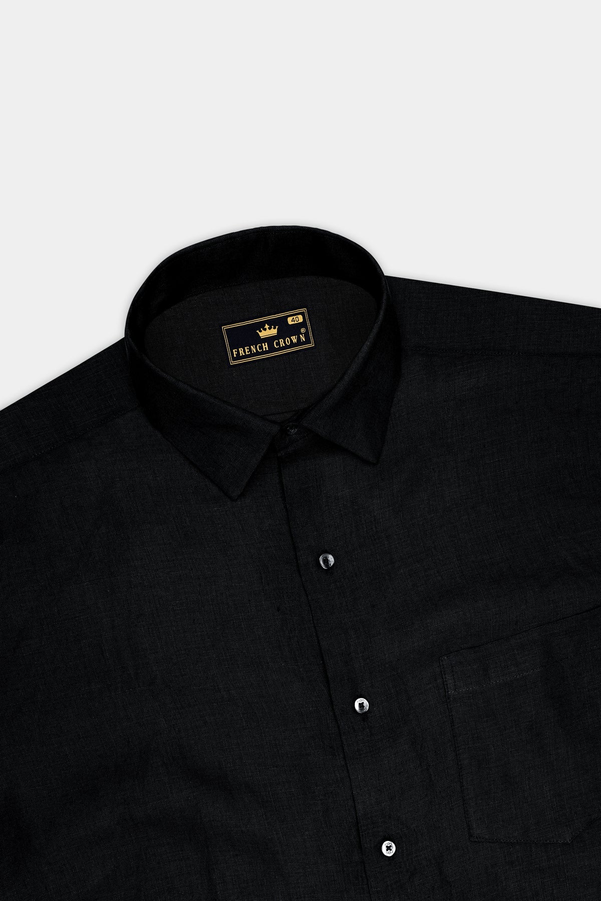 Obsidian-Jade Black Pure Luxurious Linen Dress Shirt