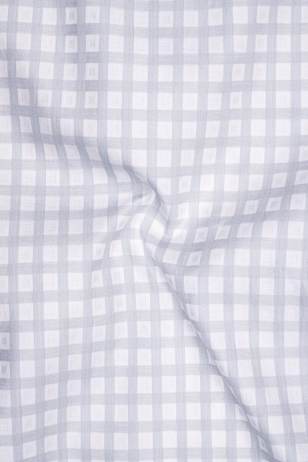 Sterling-Bright White And Timberwolf Gray Plaid Dobby Premium Giza Cotton Button Down Semi Formal Shirt